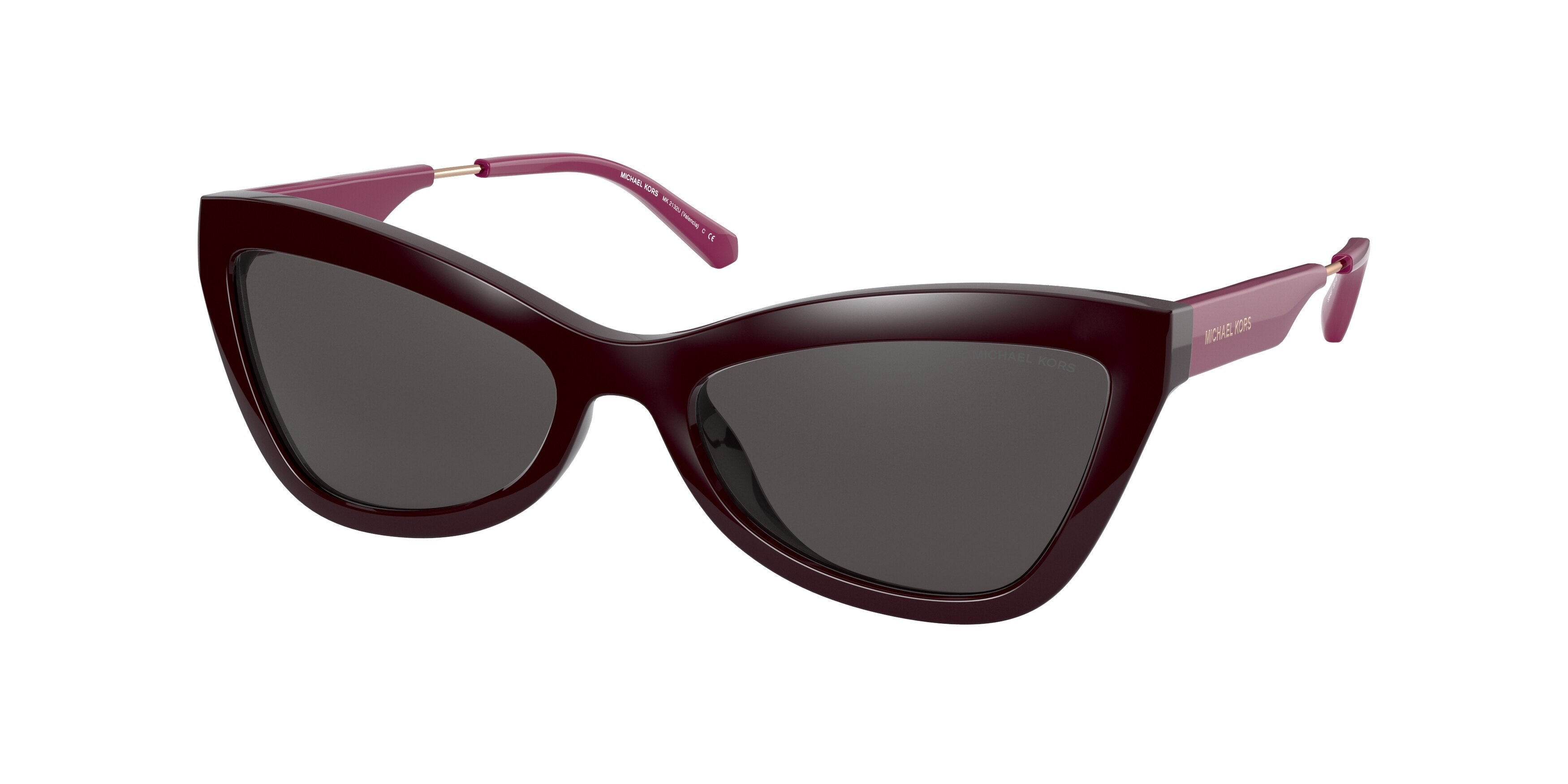 Michael Kors VALENCIA MK2132U Cat Eye Sunglasses  334487-Cordovan 55-140-18 - Color Map Brown