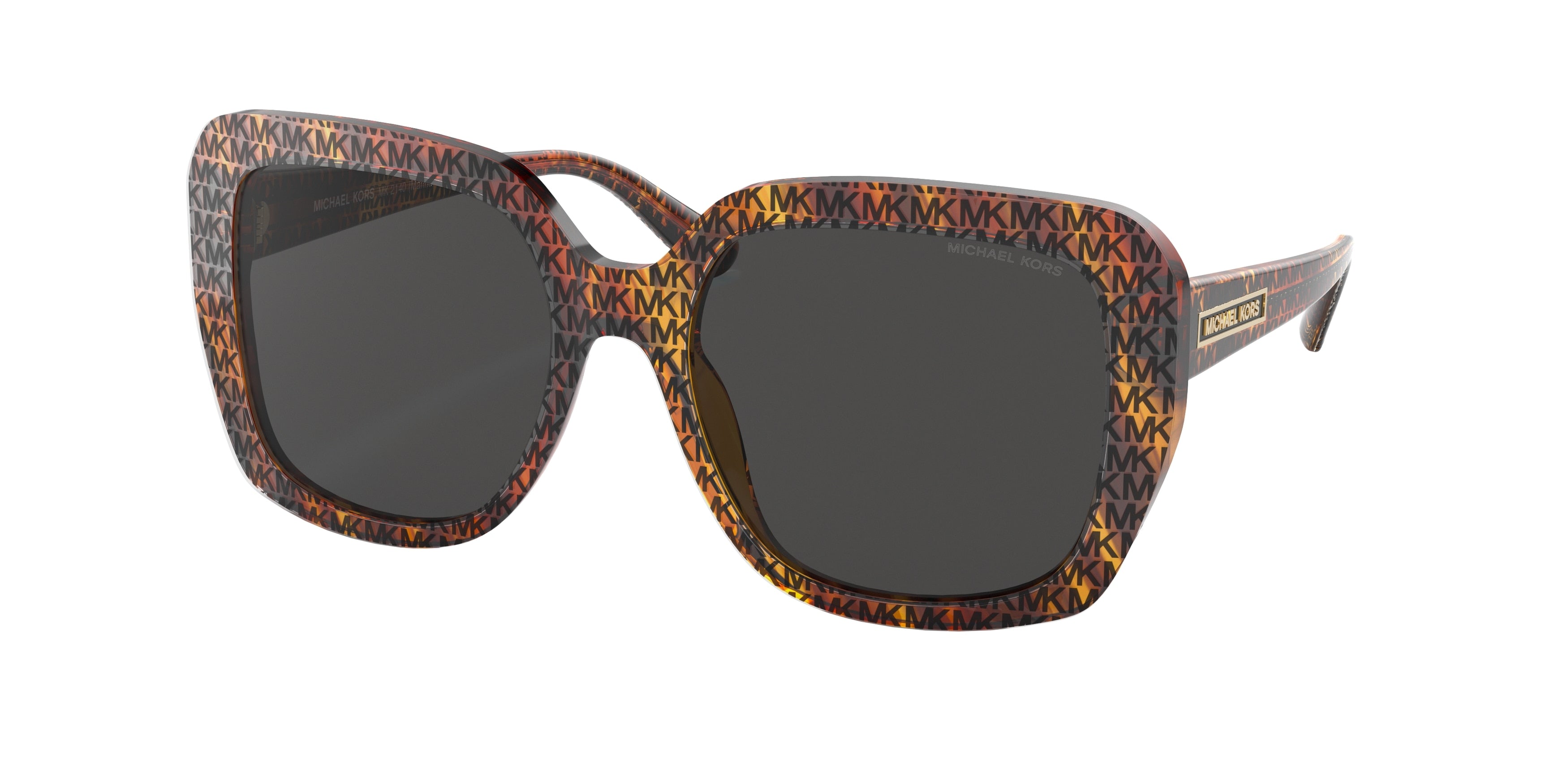 Michael Kors MANHASSET MK2140 Square Sunglasses  366787-Mk Logo Print Tortoise 55-140-18 - Color Map Pink