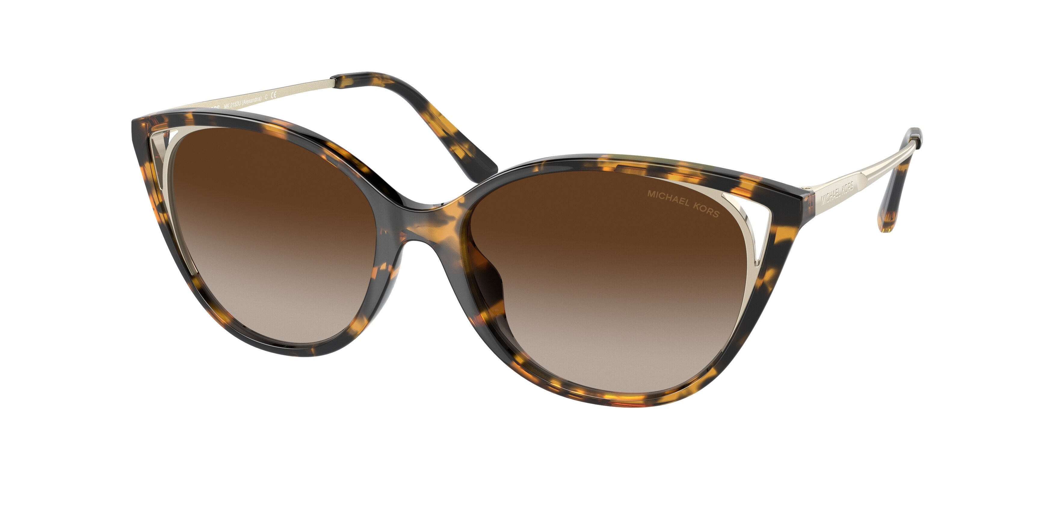 Michael Kors ALEXANDRIA MK2152U Cat Eye Sunglasses  300613-Bio Dark Tortoise 55-140-17 - Color Map Brown