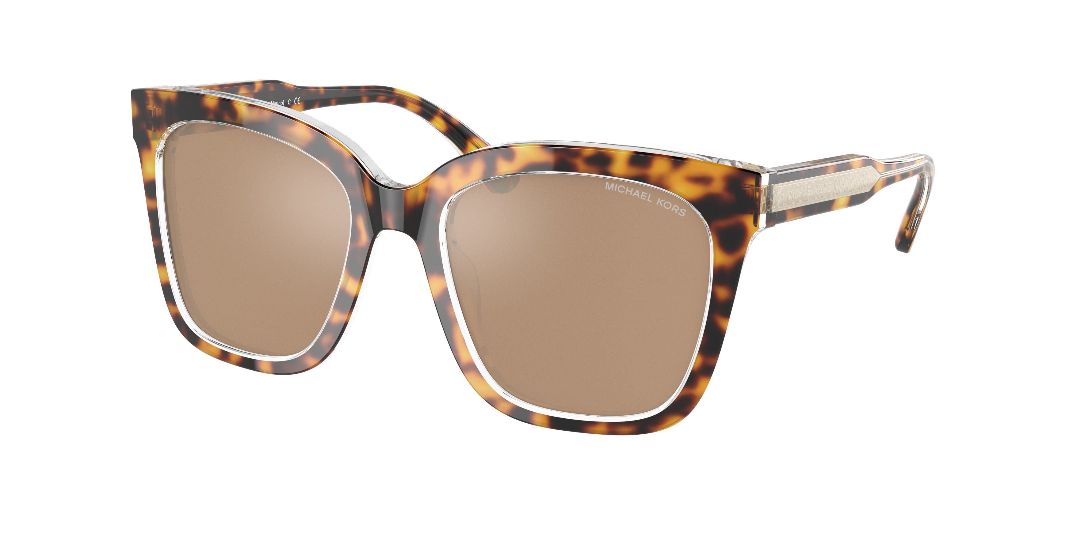 Michael Kors SAN MARINO MK2163 Square Sunglasses  31027P-Dark Tortoise/Clear 52-140-19 - Color Map Tortoise