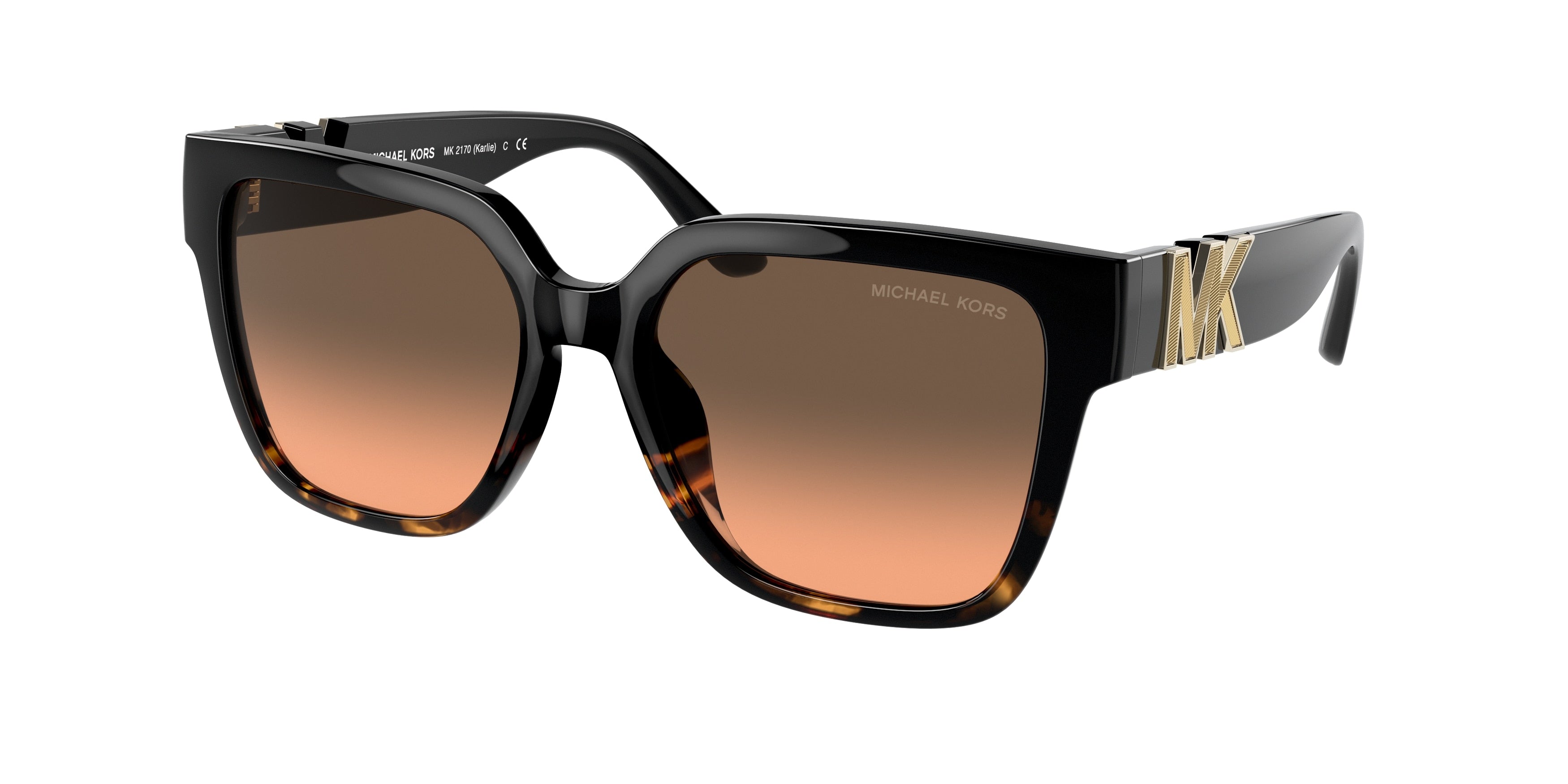 Michael Kors KARLIE MK2170U Square Sunglasses  390818-Black/Dark Tortoise 54-140-17 - Color Map Black