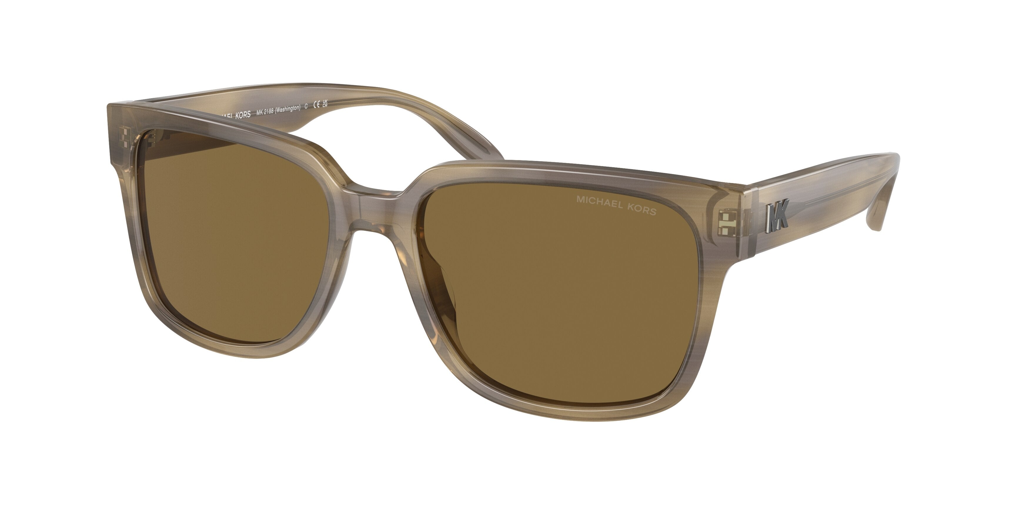 Michael Kors WASHINGTON MK2188 Square Sunglasses  3444/2-Olive Horn 57-145-18 - Color Map Green