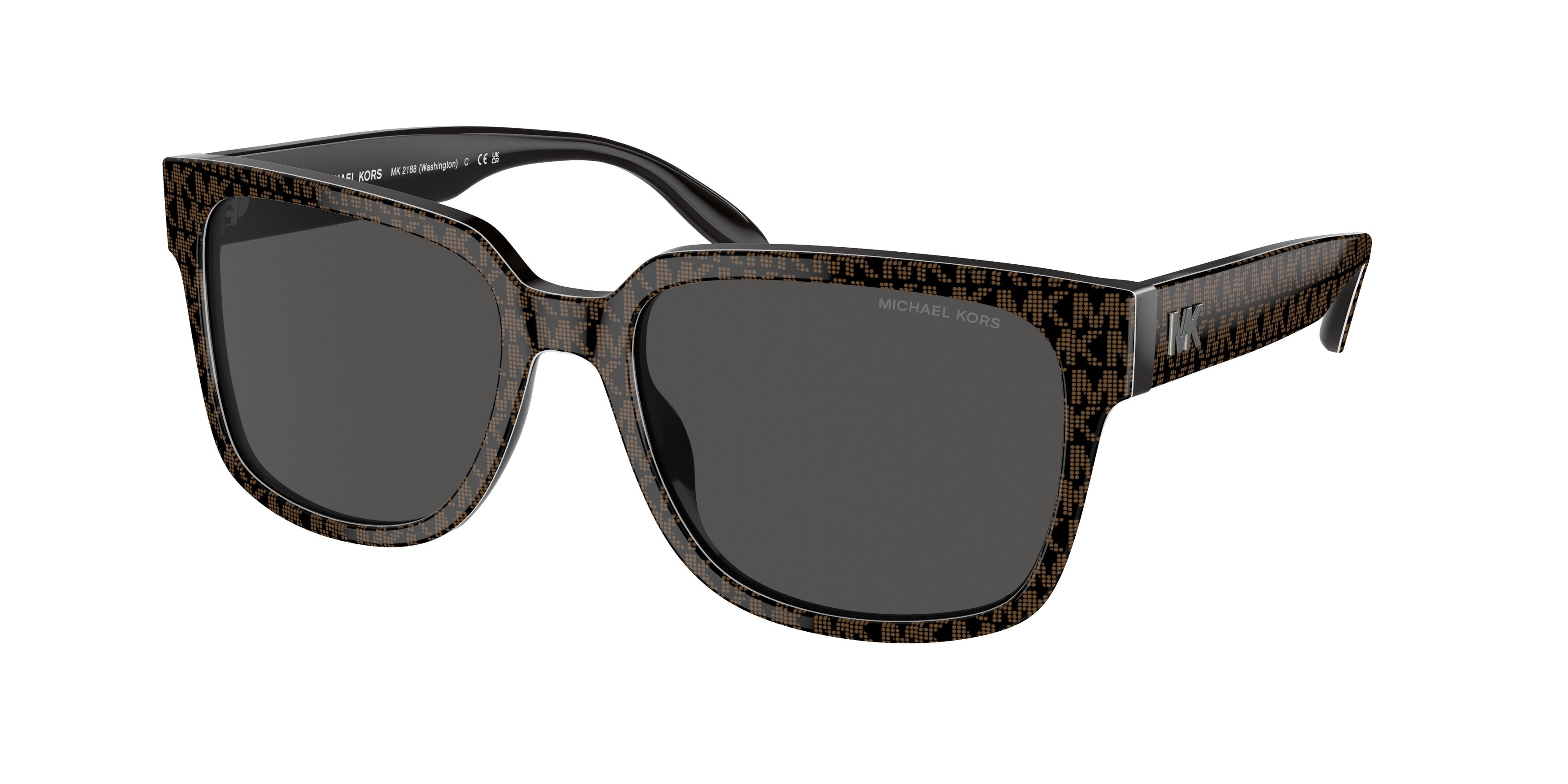 Michael Kors WASHINGTON MK2188 Square Sunglasses  399987-Brown Mk Repeat 57-145-18 - Color Map Brown