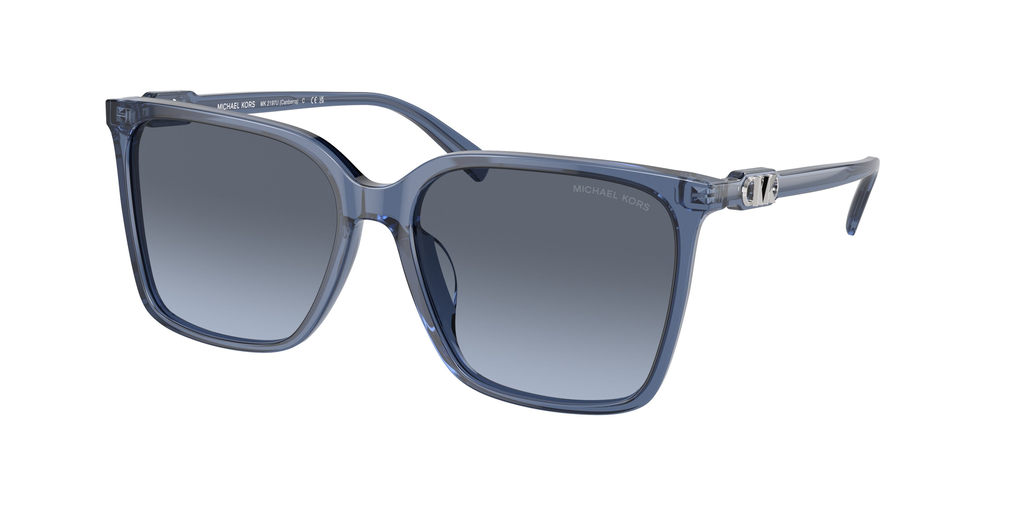 Michael Kors CANBERRA MK2197U Square Sunglasses  39568F-Blue Transparent 56-140-16 - Color Map Blue