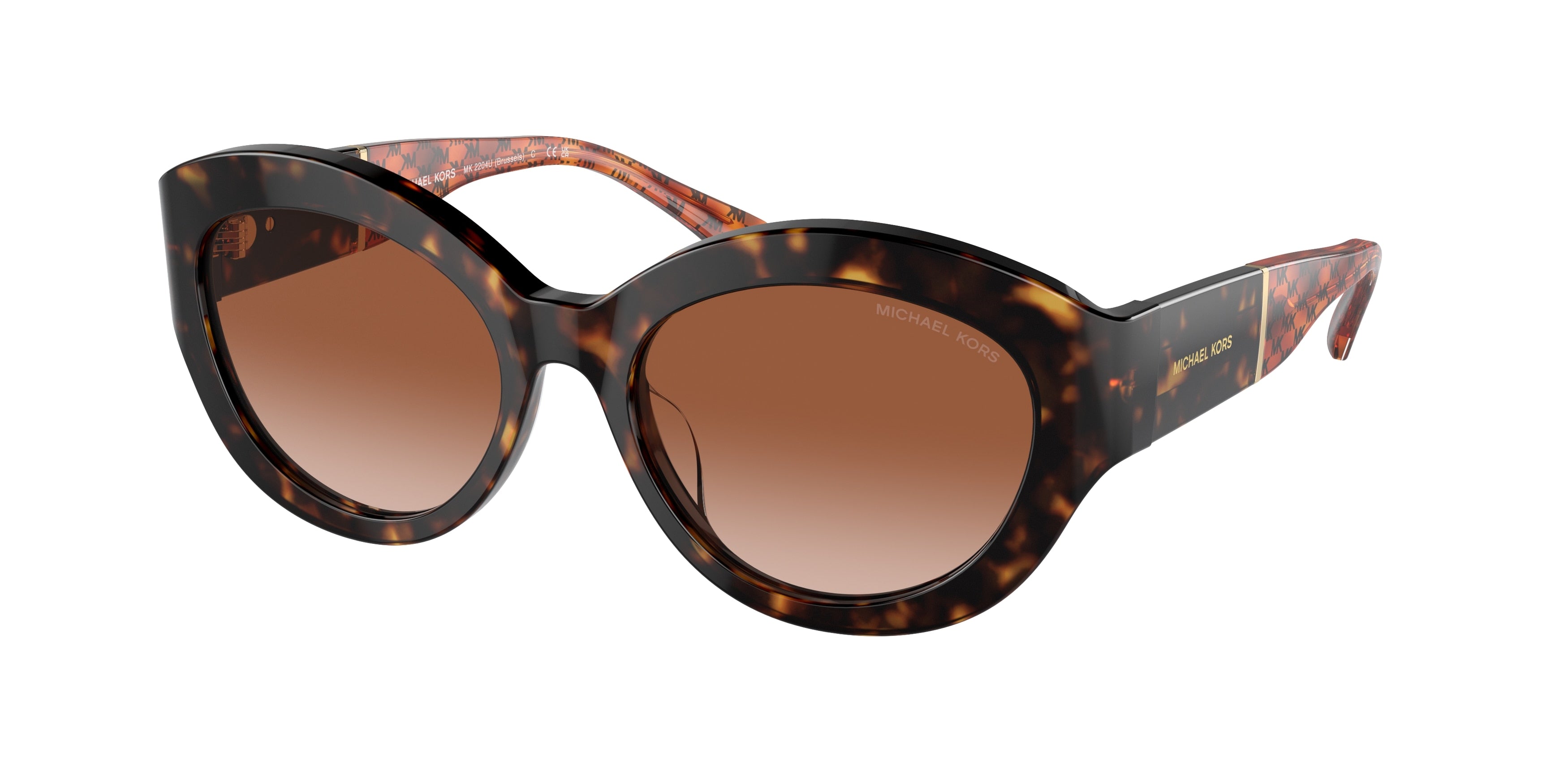 Michael Kors BRUSSELS MK2204U Cat Eye Sunglasses  300613-Dark Tortoise 54-140-18 - Color Map Tortoise