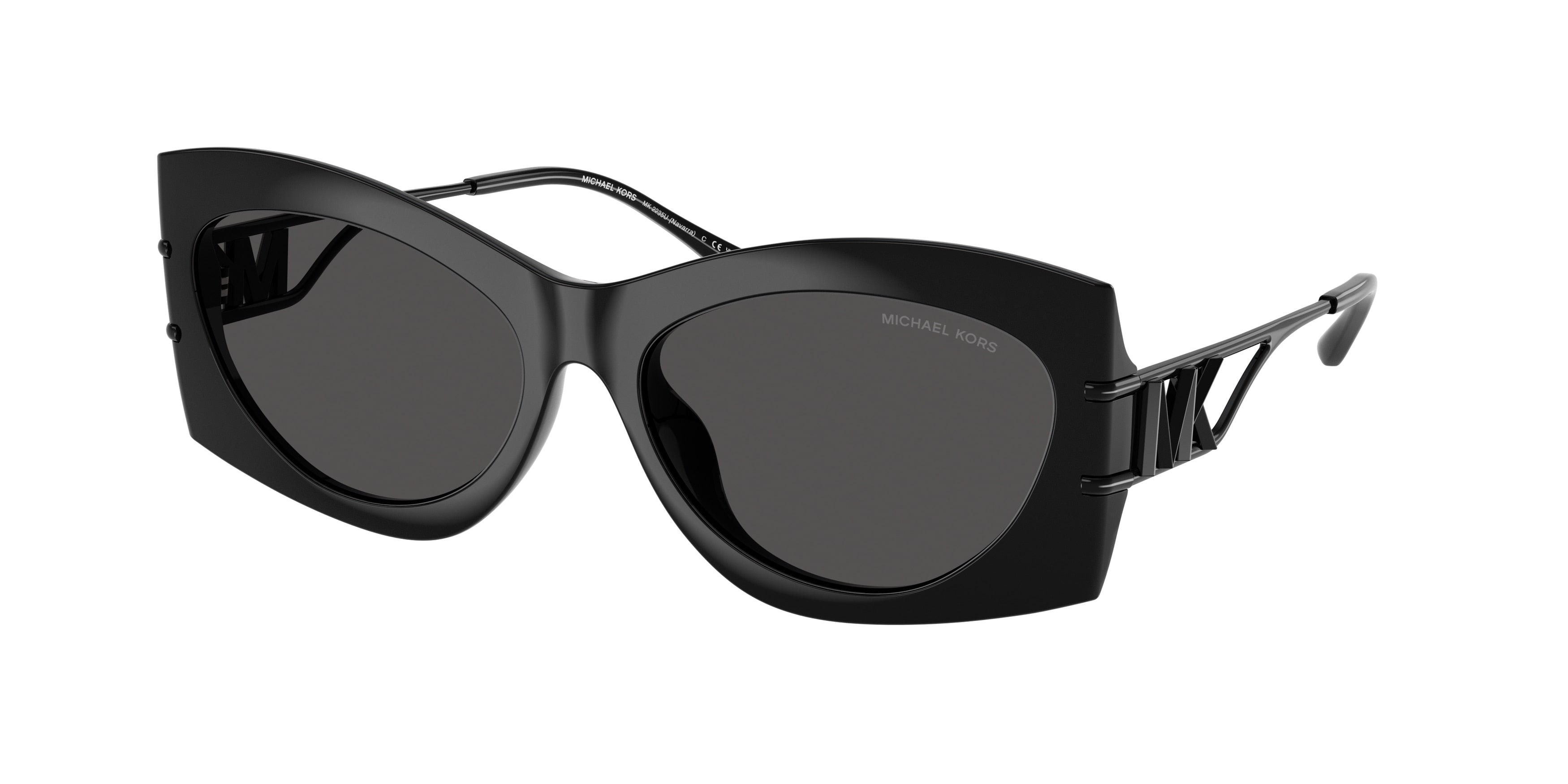 Michael Kors NAVARRA MK2235U Irregular Sunglasses  300587-Black 57-140-16 - Color Map Black