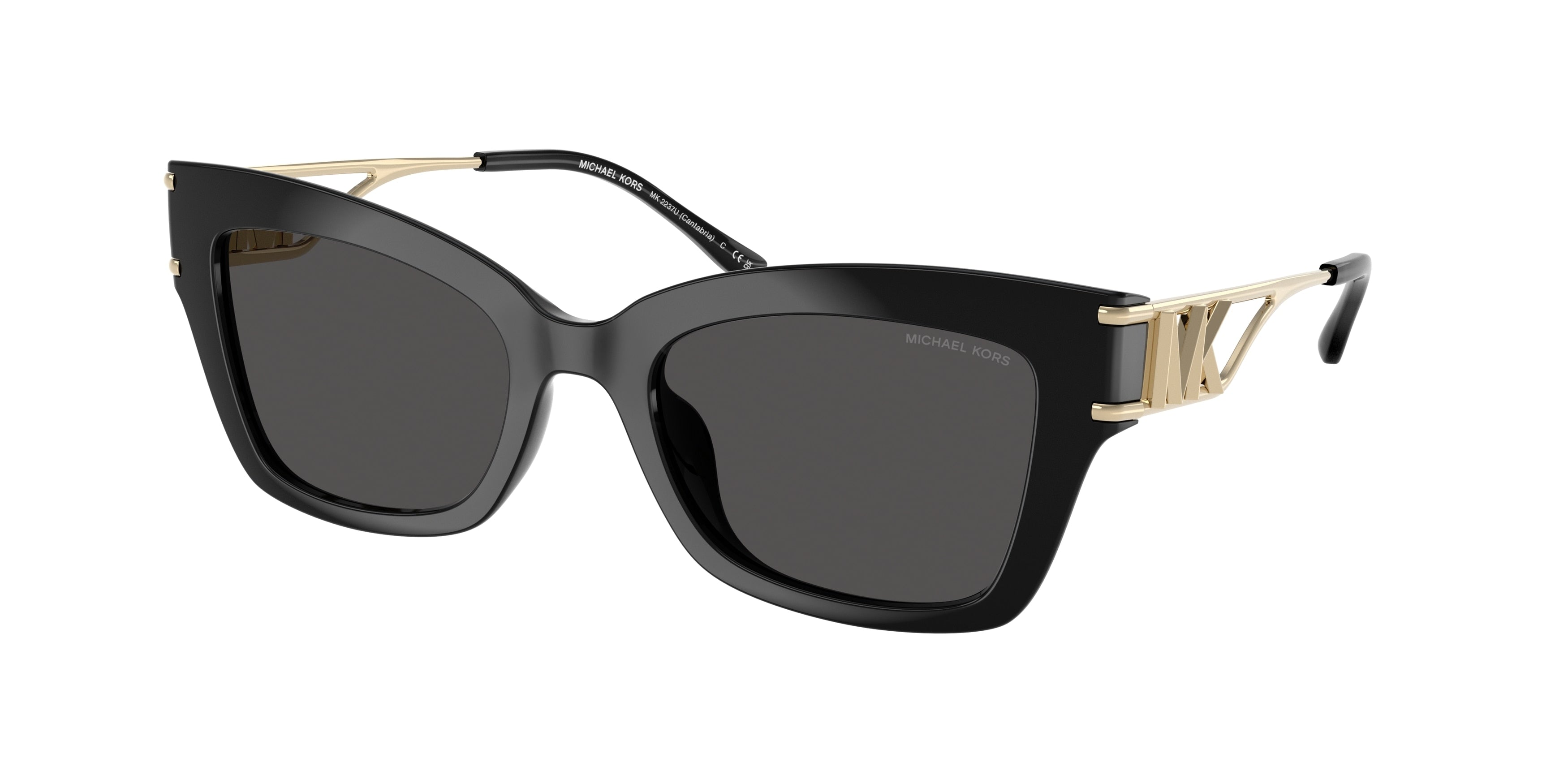 Michael Kors CANTABRIA MK2237U Square Sunglasses  300587-Black 52-140-20 - Color Map Black