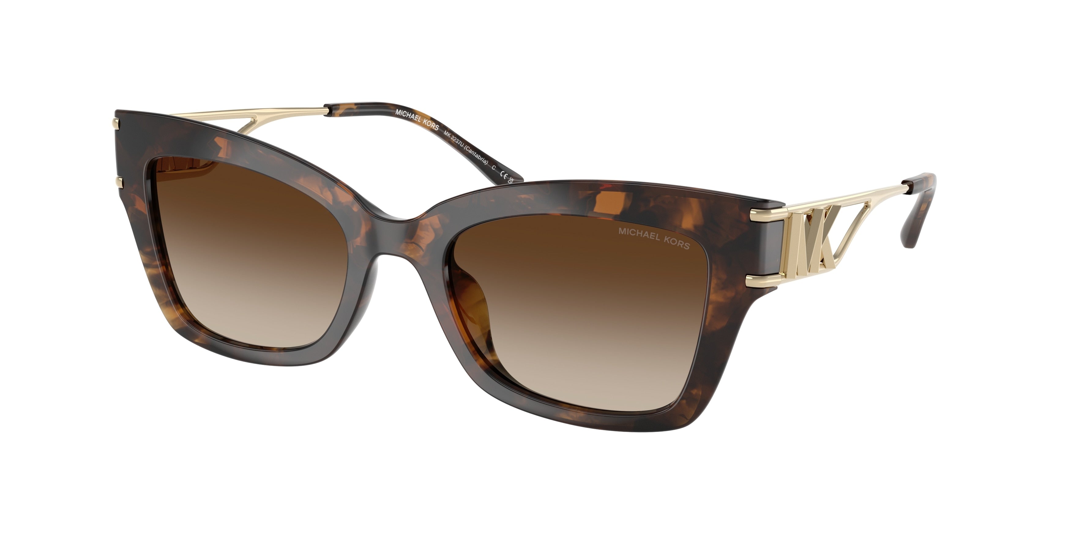 Michael Kors CANTABRIA MK2237U Square Sunglasses  300613-Dark Tortoise 52-140-20 - Color Map Tortoise