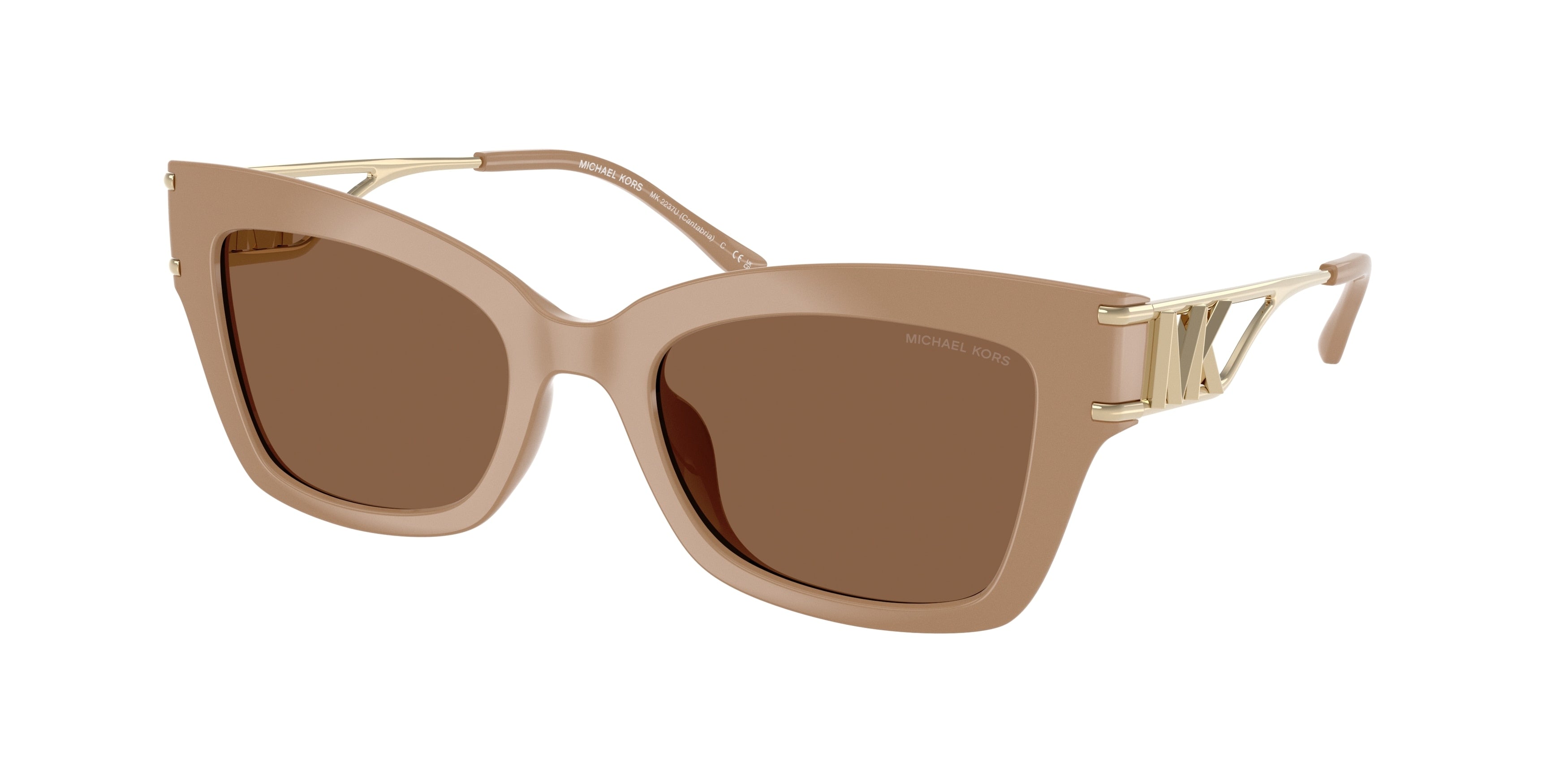 Michael Kors CANTABRIA MK2237U Square Sunglasses  35553G-Camel 52-140-20 - Color Map Brown