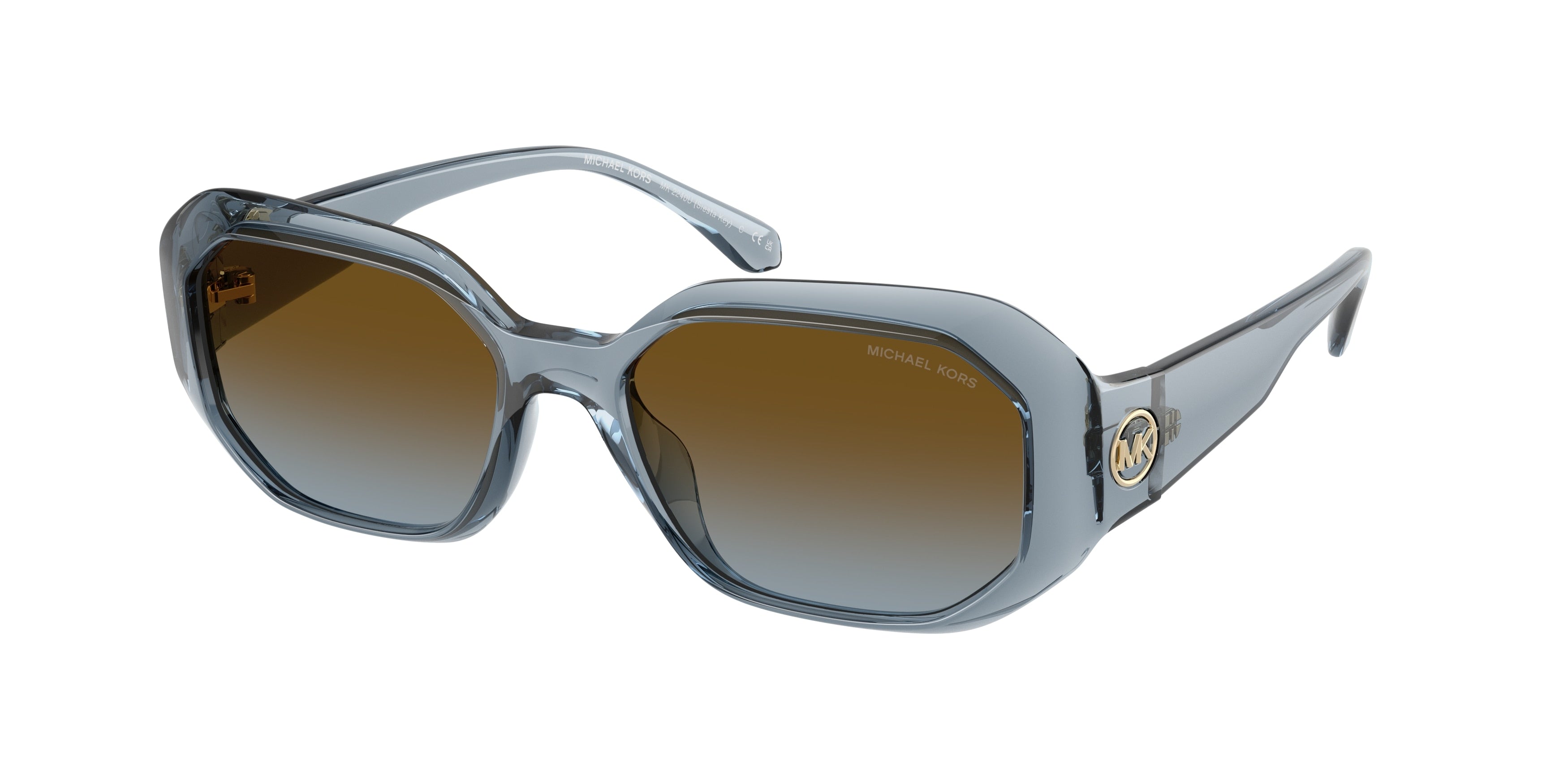 Michael Kors SIESTA KEY MK2240U Irregular Sunglasses  401413-Denim Transparent 54-140-17 - Color Map Blue