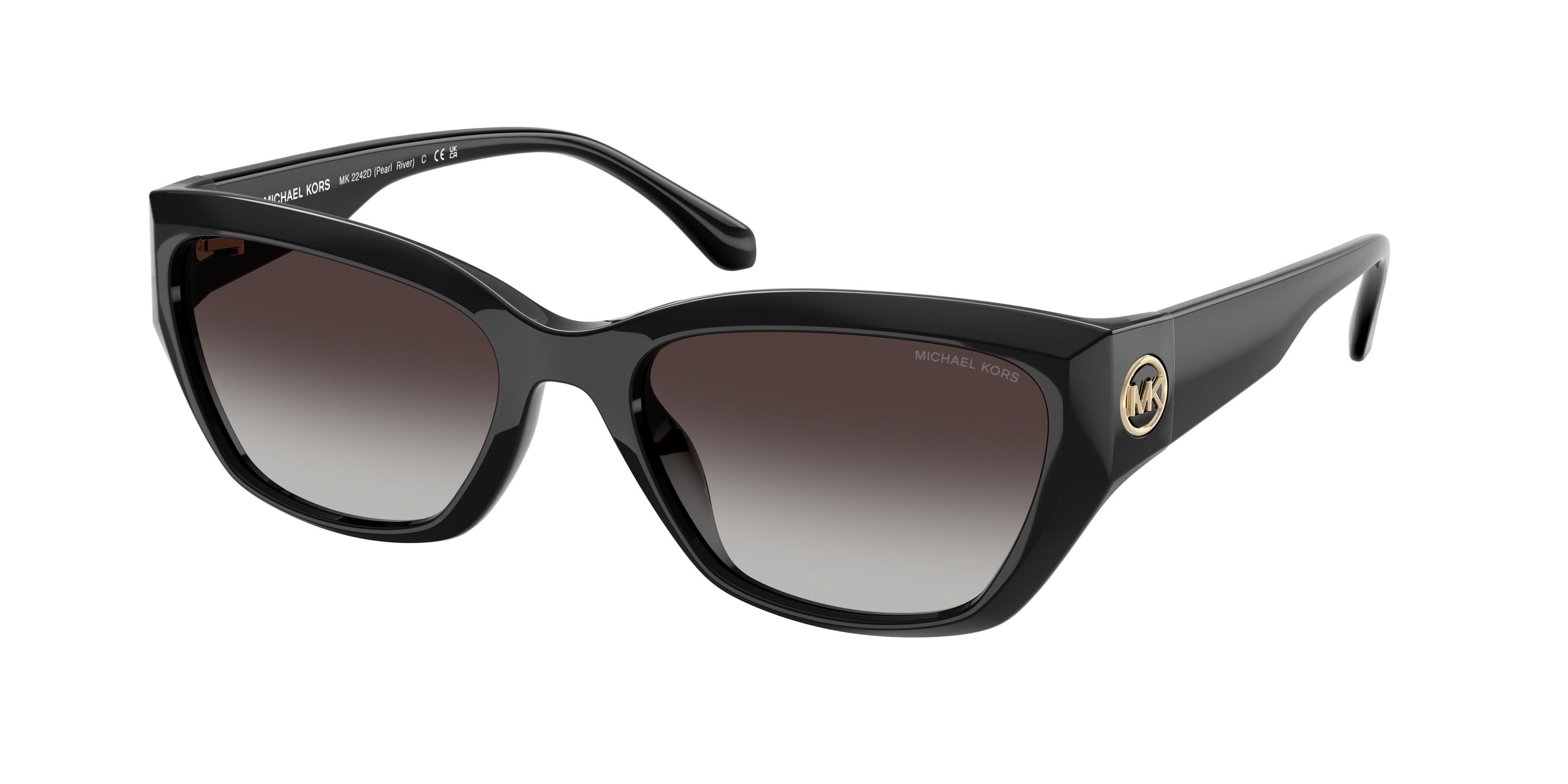 Michael Kors PEARL RIVER MK2242D Irregular Sunglasses  30058G-Black 56-140-19 - Color Map Black