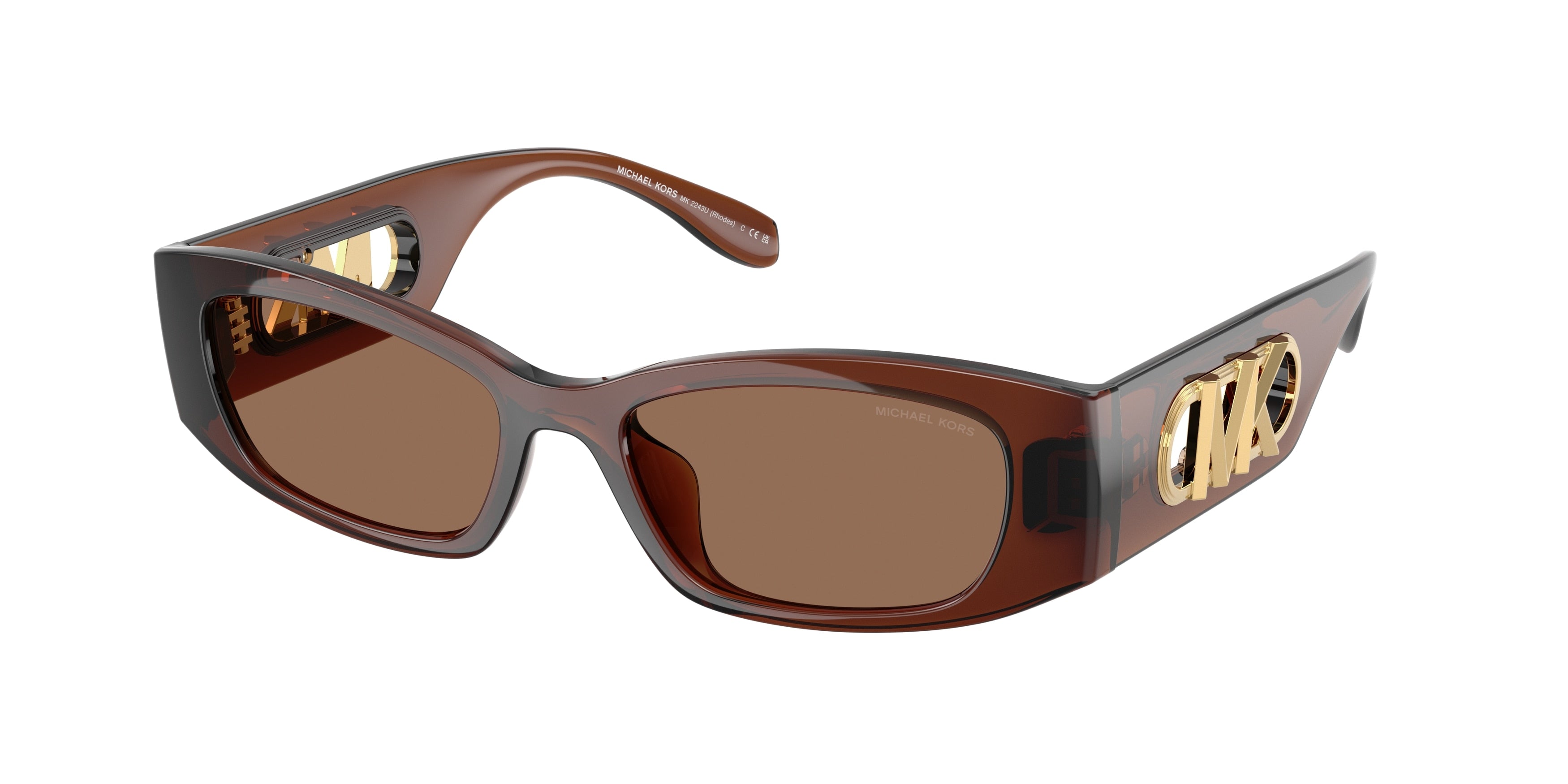 Michael Kors RHODES MK2243U Irregular Sunglasses  402173-Brown Transparent 52-145-17 - Color Map Brown