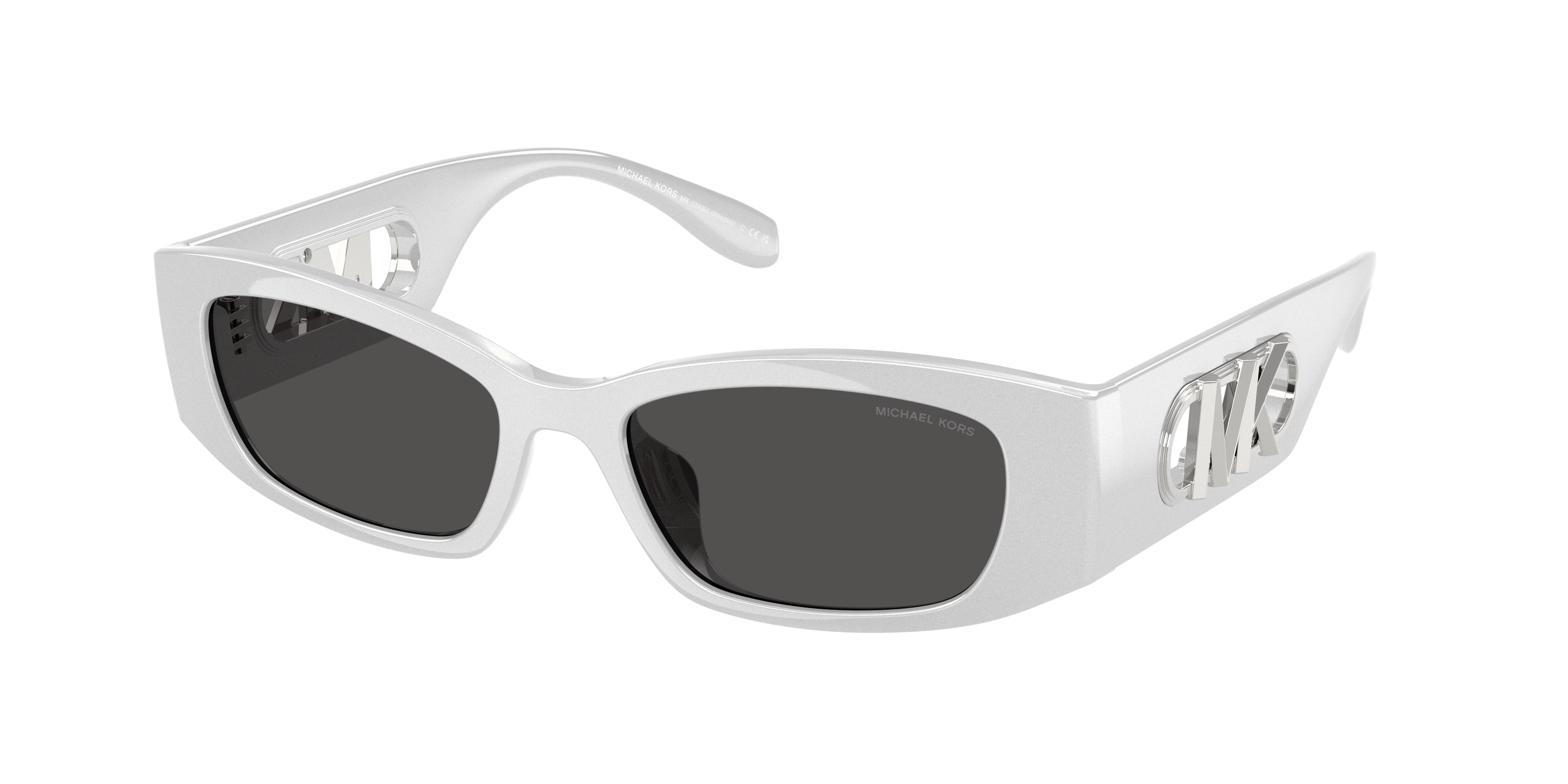 Michael Kors RHODES MK2243U Irregular Sunglasses  402387-Silver Metallic 52-145-17 - Color Map Silver