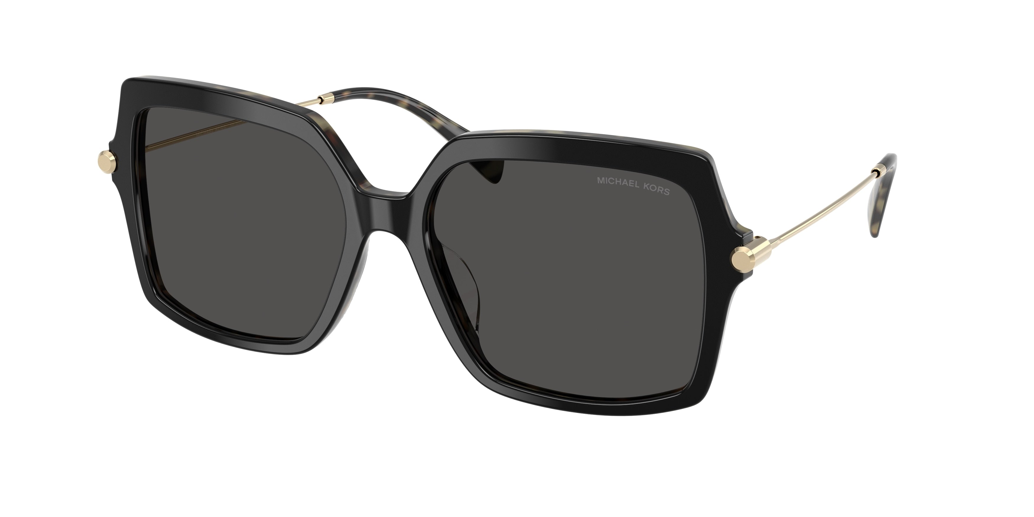 Michael Kors QUOGUE MK2247U Square Sunglasses  395087-Black/Amber Tortoise 57-140-17 - Color Map Black