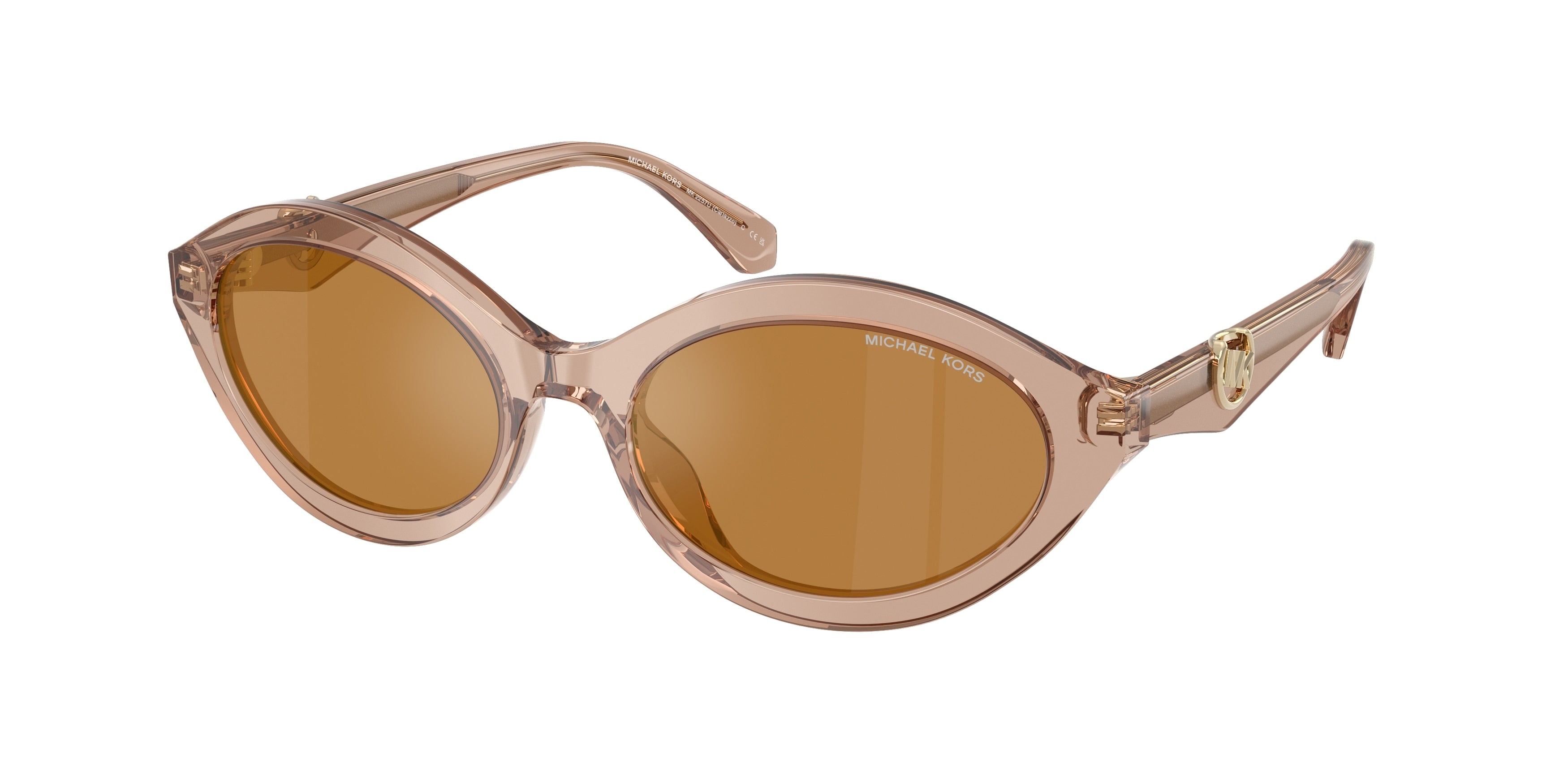 Michael Kors MK2257U Carlazzo mk2257u Oval Sunglasses  34016H-Transparent Tan 55-140-18 - Color Map Brown