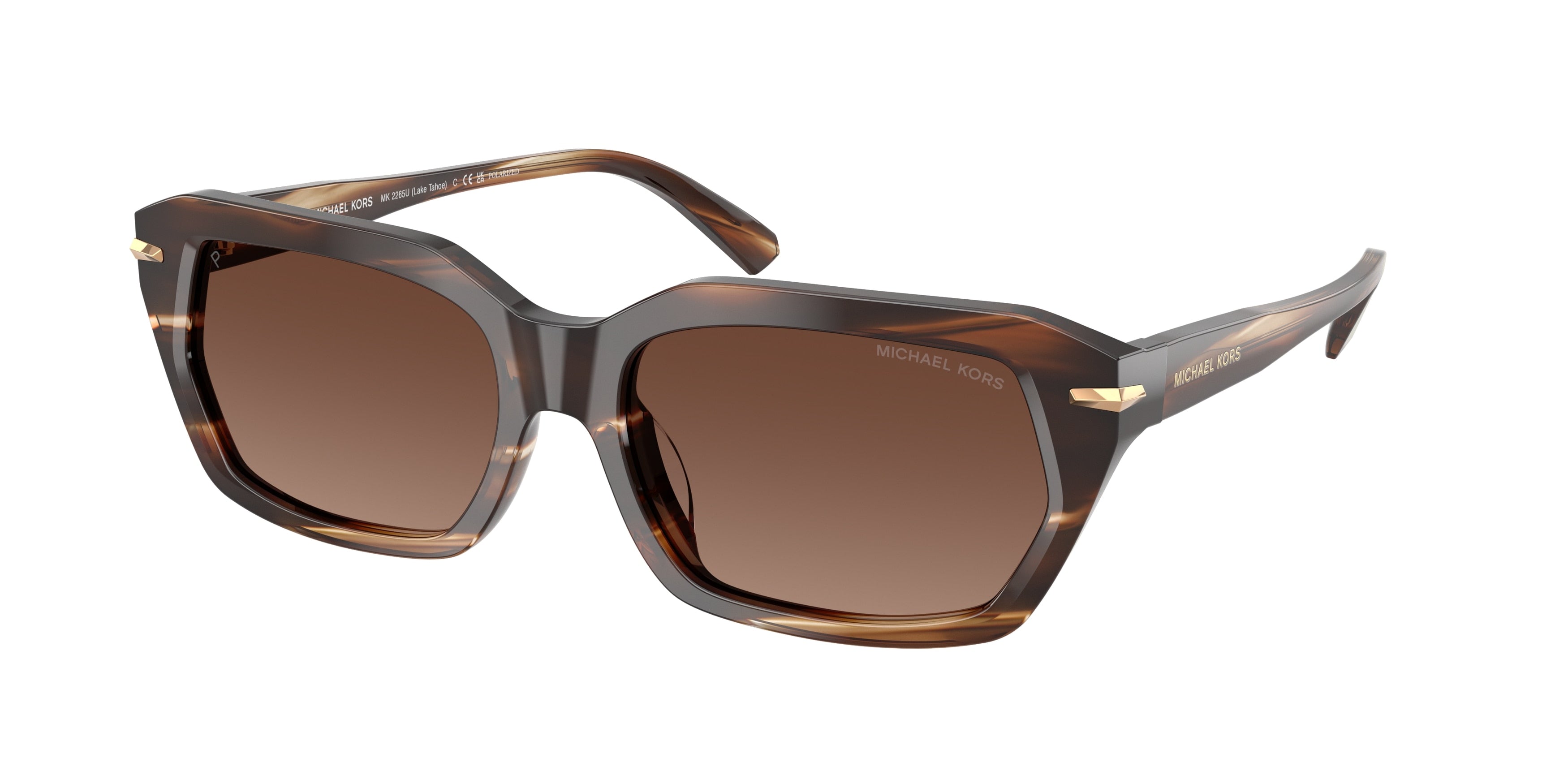 Michael Kors MK2265U Rectangle Sunglasses for Men — Free Shipping - 54-140-17 / 4039T5-Brown Horn - Polarized