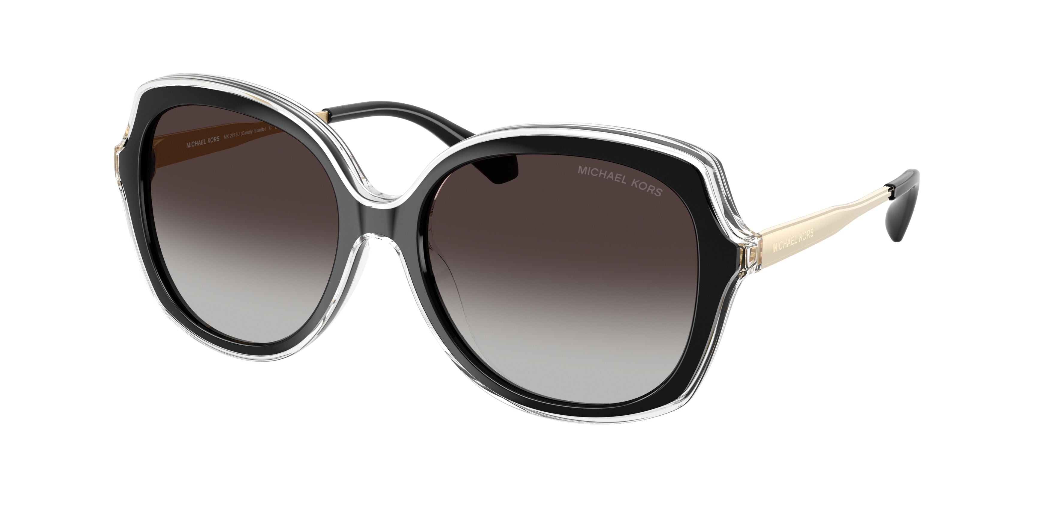 Michael Kors CANARY ISLANDS MK2273U Square Sunglasses  30058G-Black 55-140-17 - Color Map Black