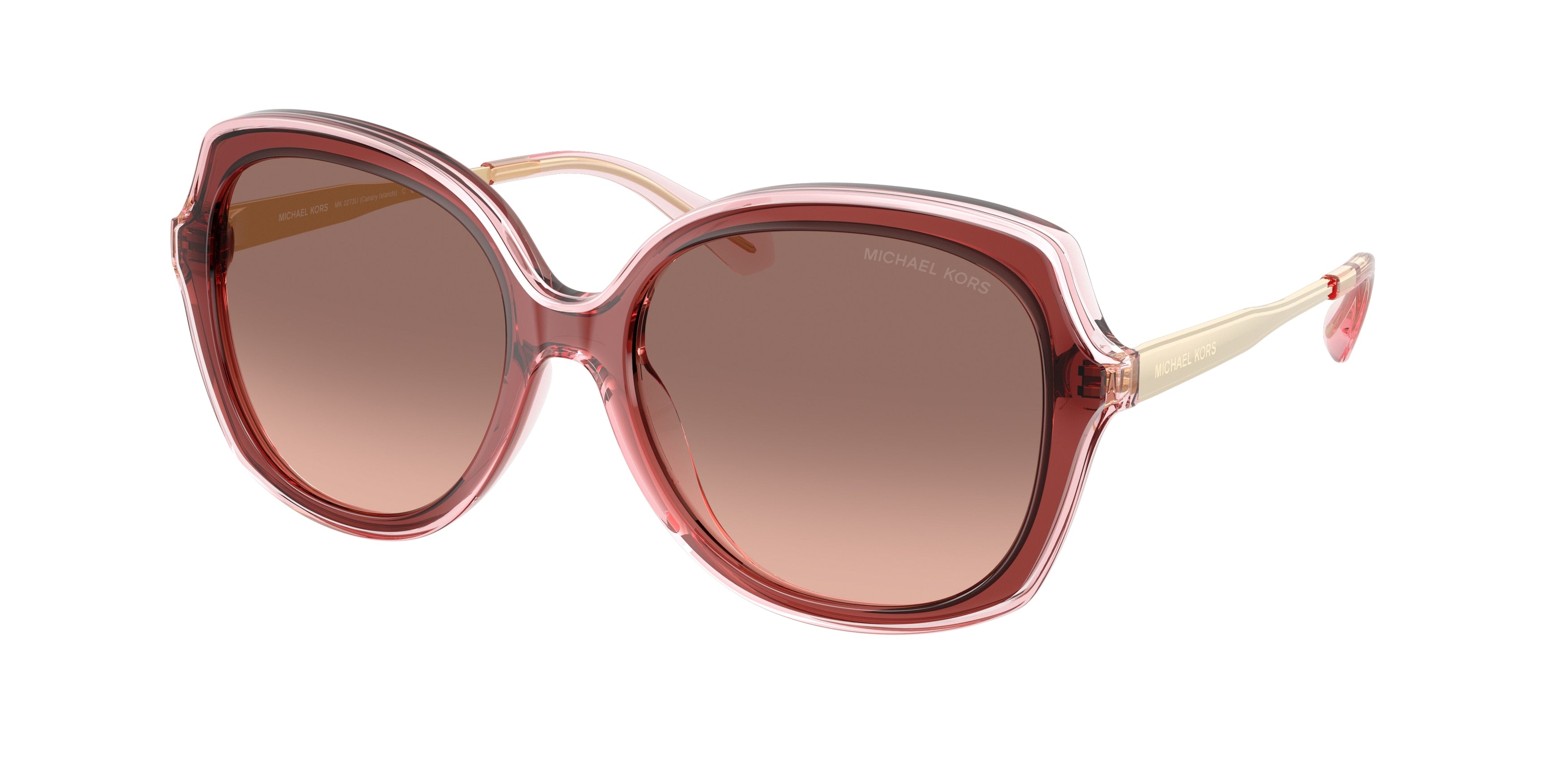 Michael Kors CANARY ISLANDS MK2273U Square Sunglasses  391313-Rosewood 55-140-17 - Color Map Brown