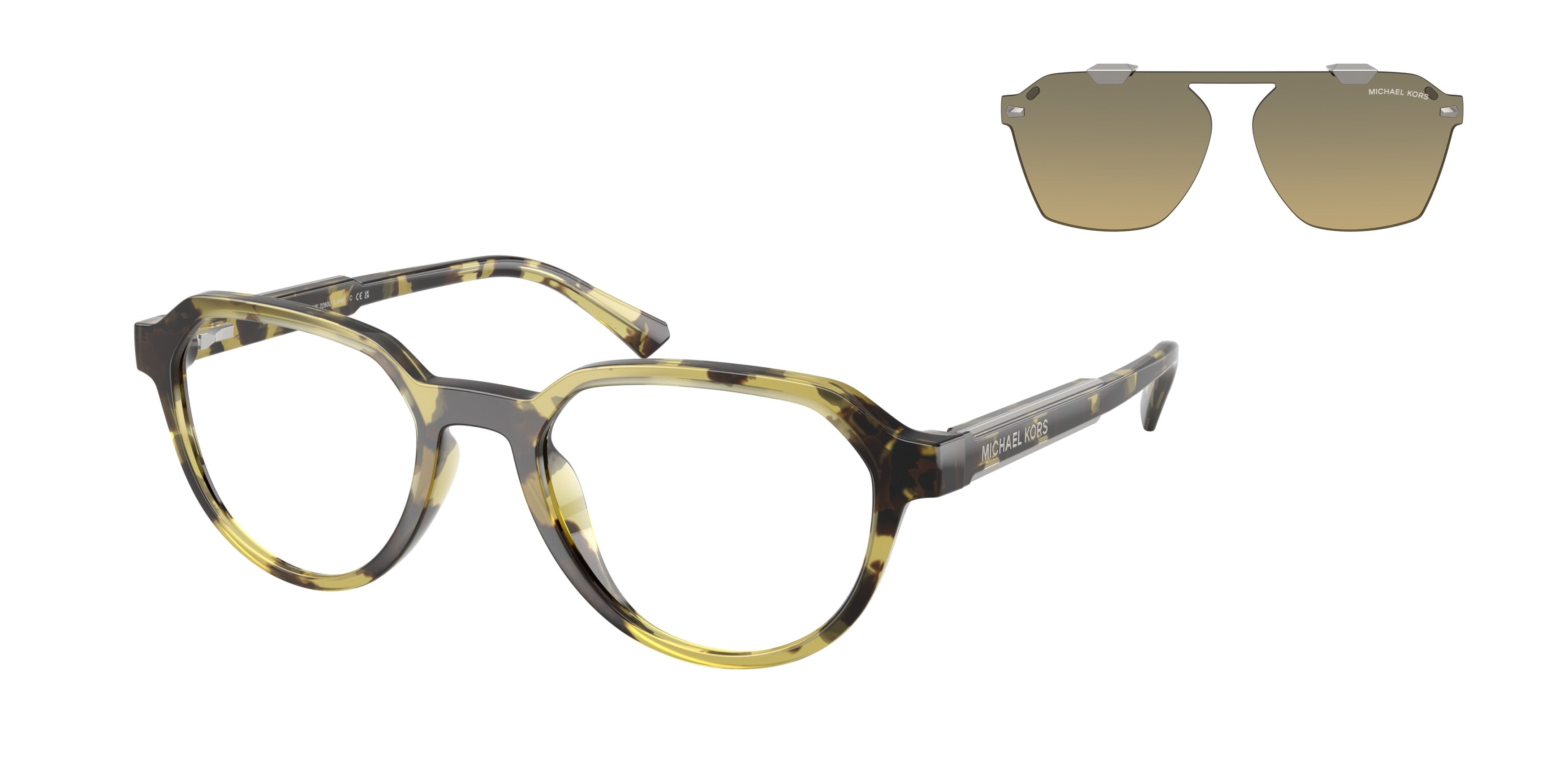 Michael Kors LANAI MK2280U Irregular Sunglasses  4029L0-Olive Tortoise 52-145-20 - Color Map Green