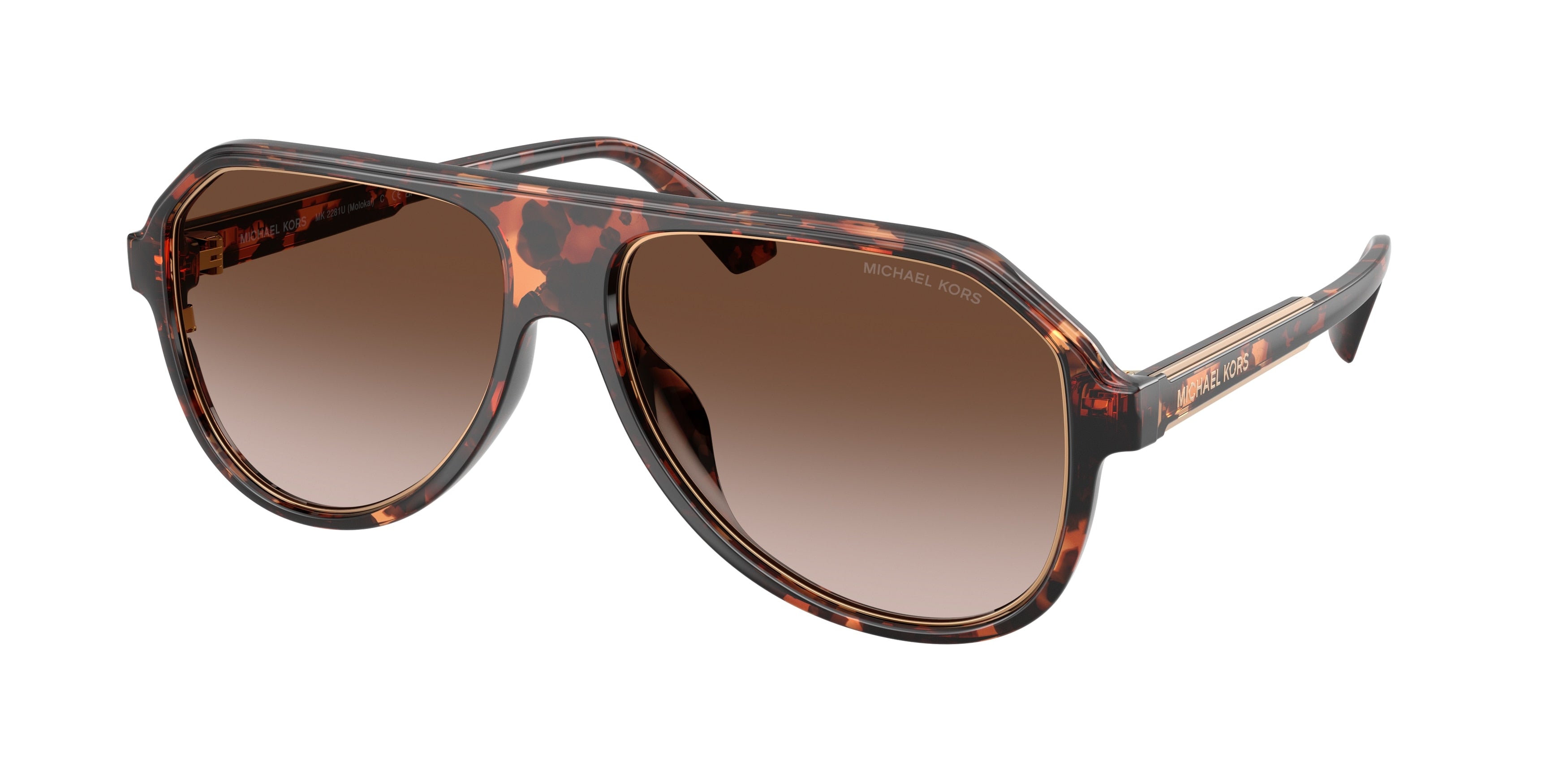 Michael Kors MOLOKAI MK2281U Pilot Sunglasses  300613-Dark Tortoise 59-145-16 - Color Map Tortoise