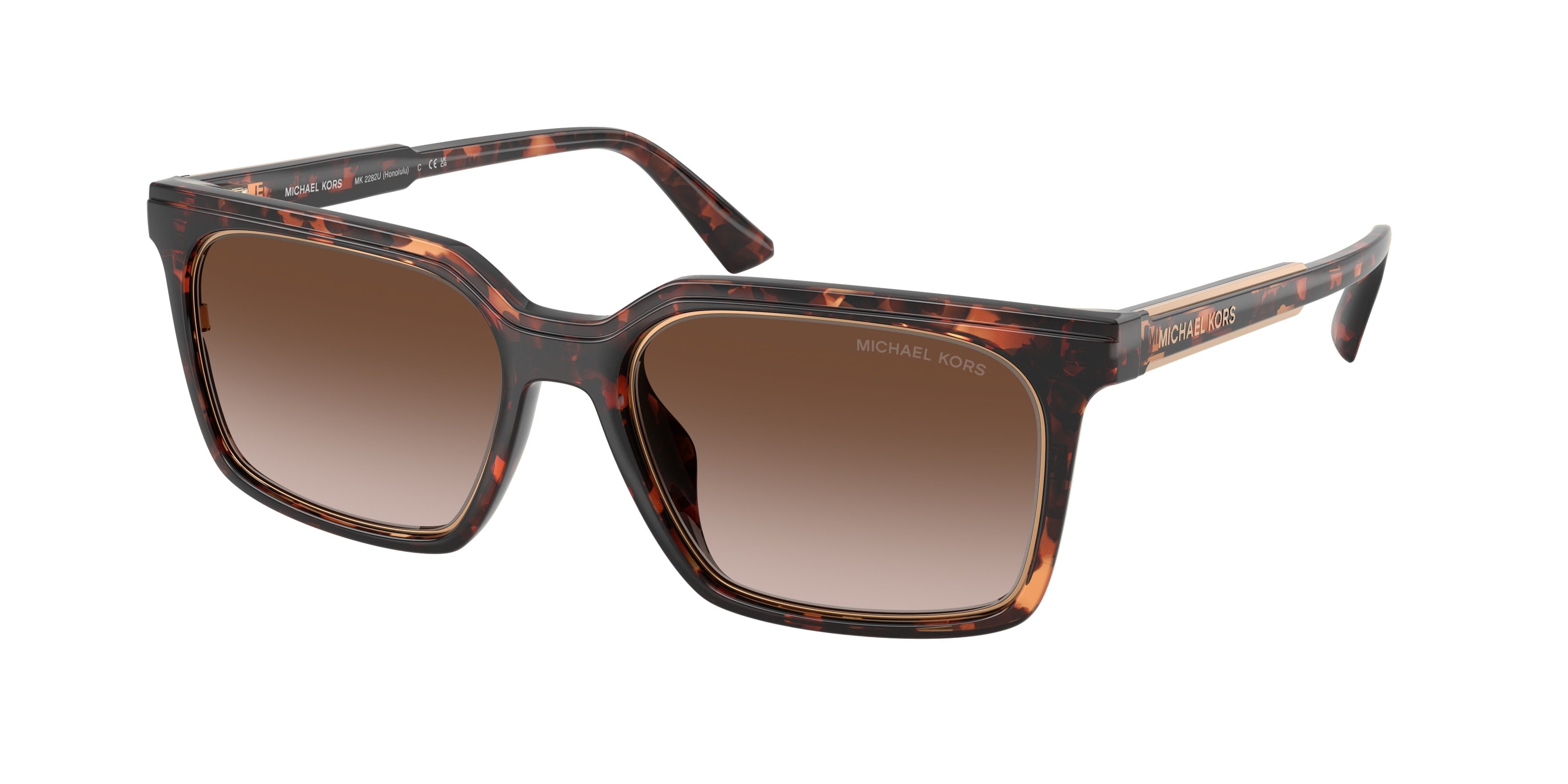 Michael Kors HONOLULU MK2282U Square Sunglasses  300613-Dark Tortoise 55-145-18 - Color Map Tortoise