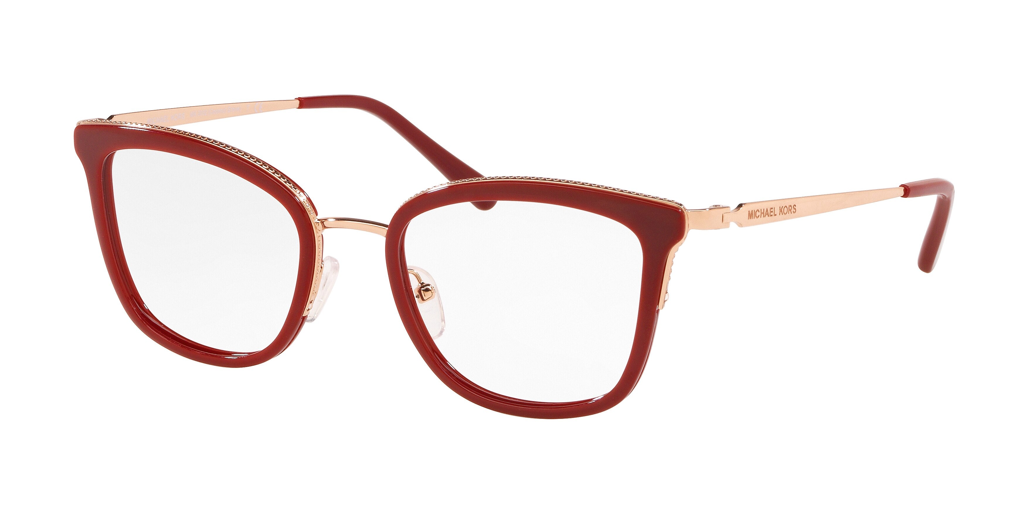 Michael Kors COCONUT GROVE MK3032 Square Eyeglasses  1108-Rose Gold/Red 51-140-19 - Color Map Gold