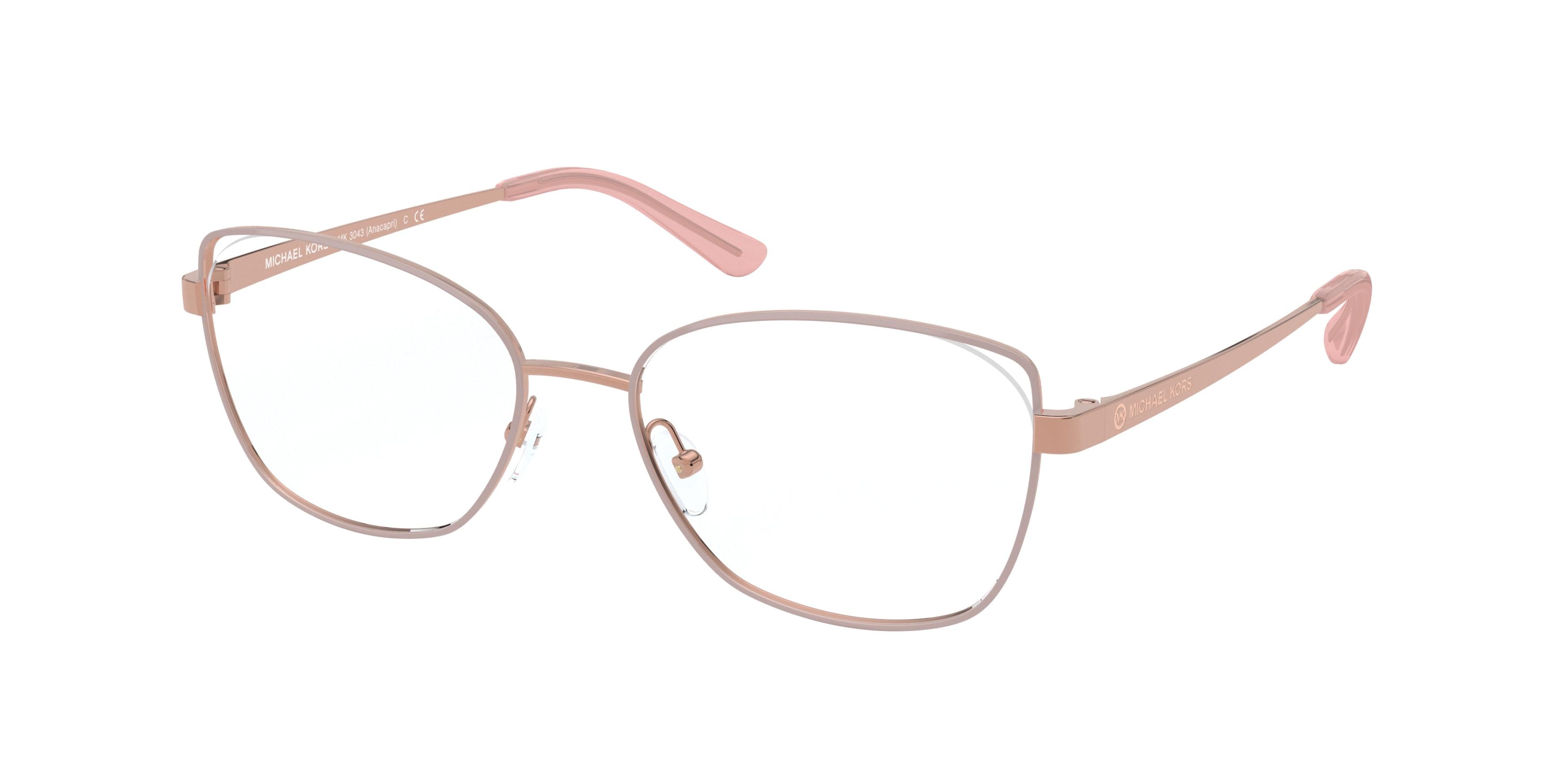 Michael Kors ANACAPRI MK3043 Square Eyeglasses  1118-Rose Gold/Taupe 54-140-17 - Color Map Gold