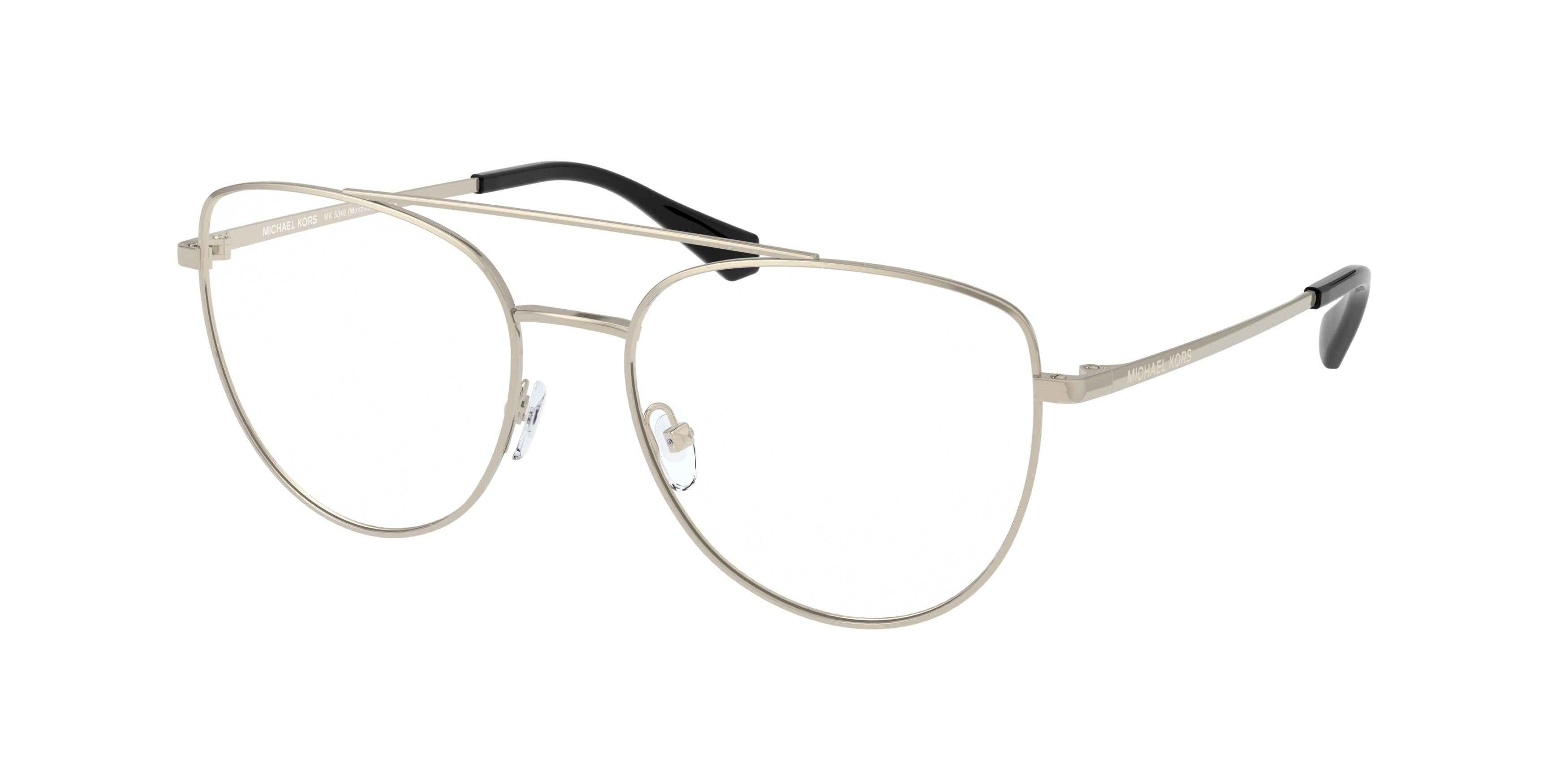 Michael Kors MONTREAL MK3048 Pilot Eyeglasses  1014-Light Gold 54-140-17 - Color Map Gold