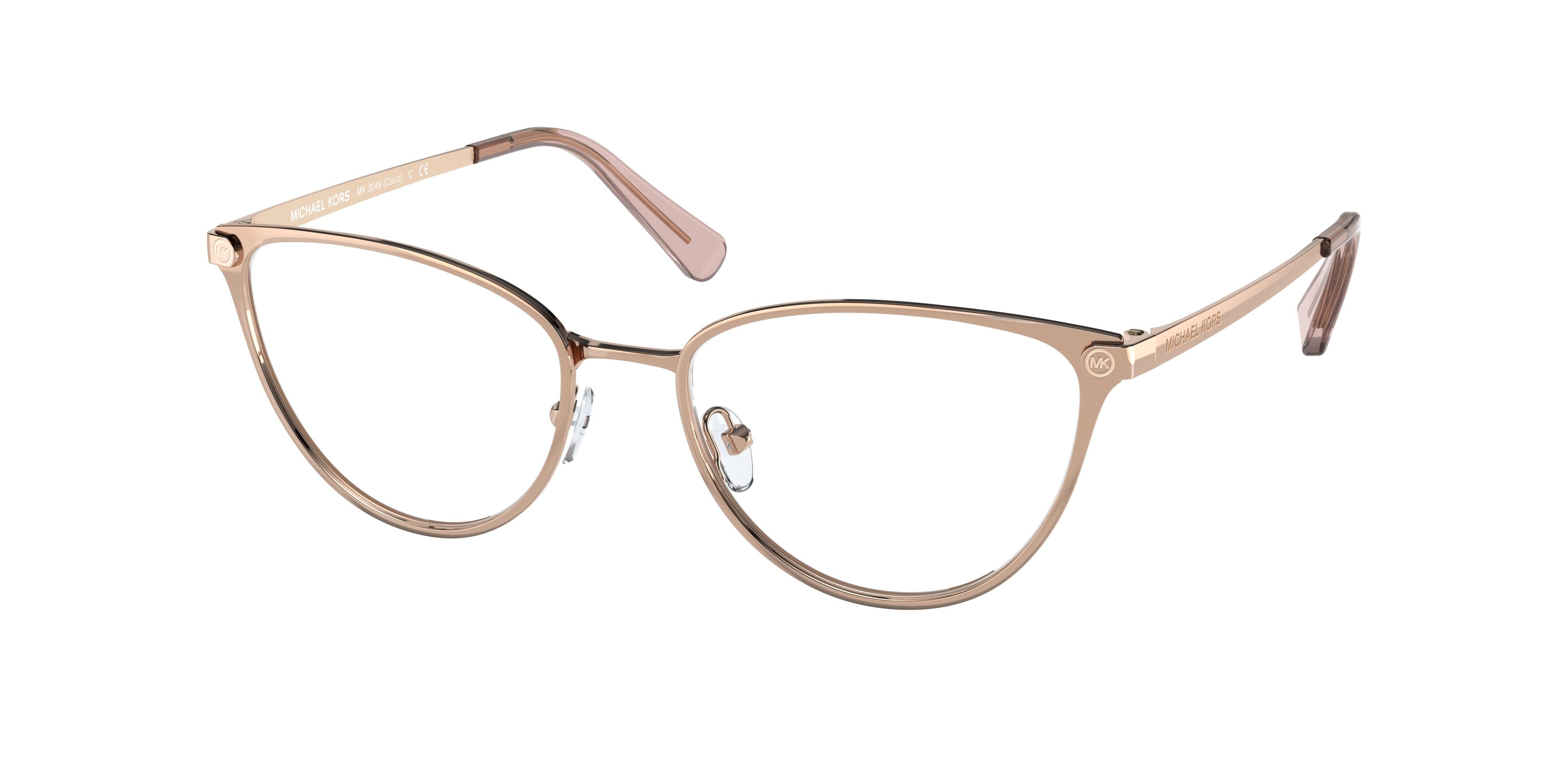 Michael Kors CAIRO MK3049 Cat Eye Eyeglasses  1108-Shiny Rose Gold 52-140-17 - Color Map Gold