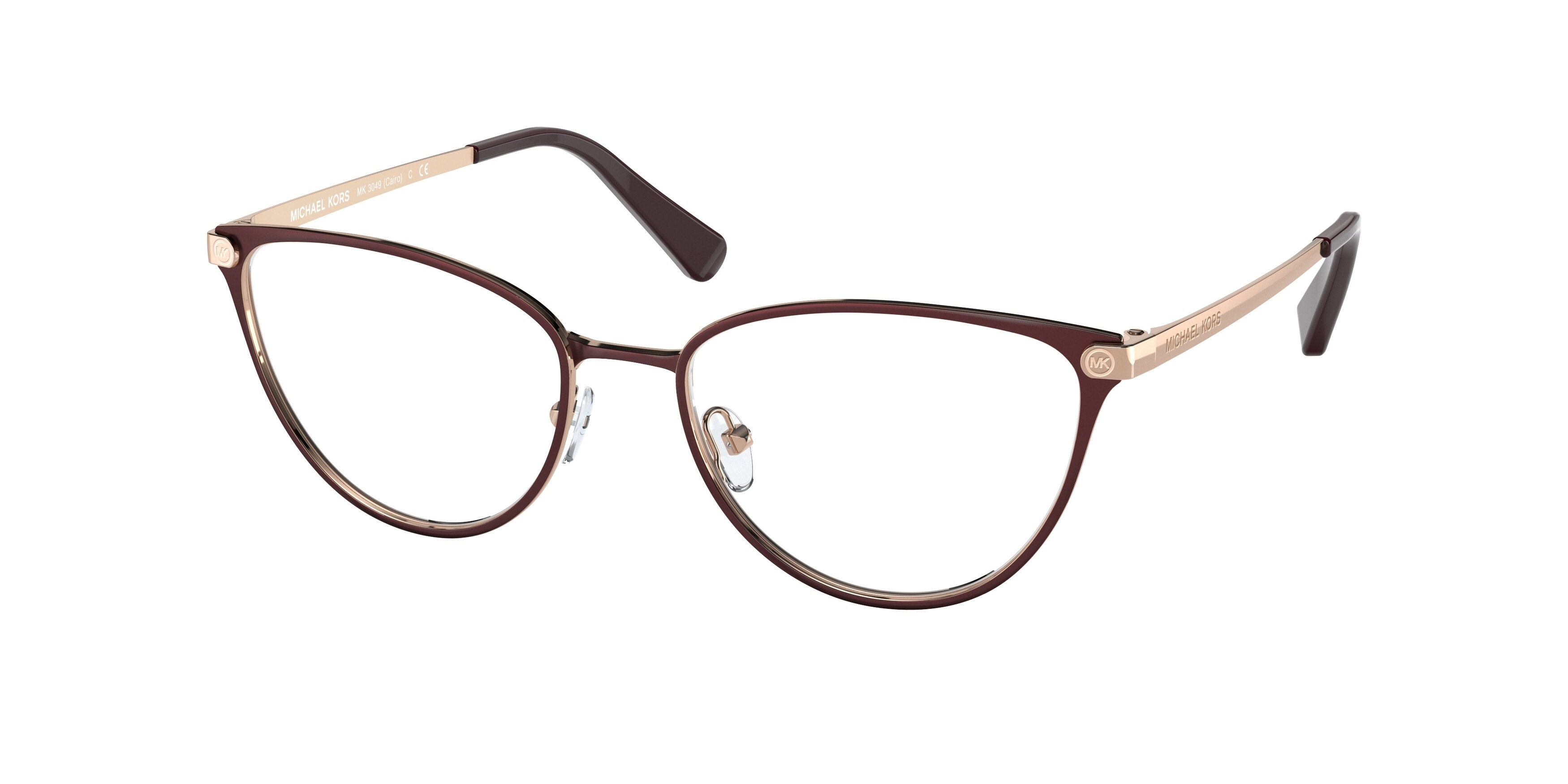 Michael Kors CAIRO MK3049 Cat Eye Eyeglasses  1213-Matte Cordovan 52-140-17 - Color Map Brown