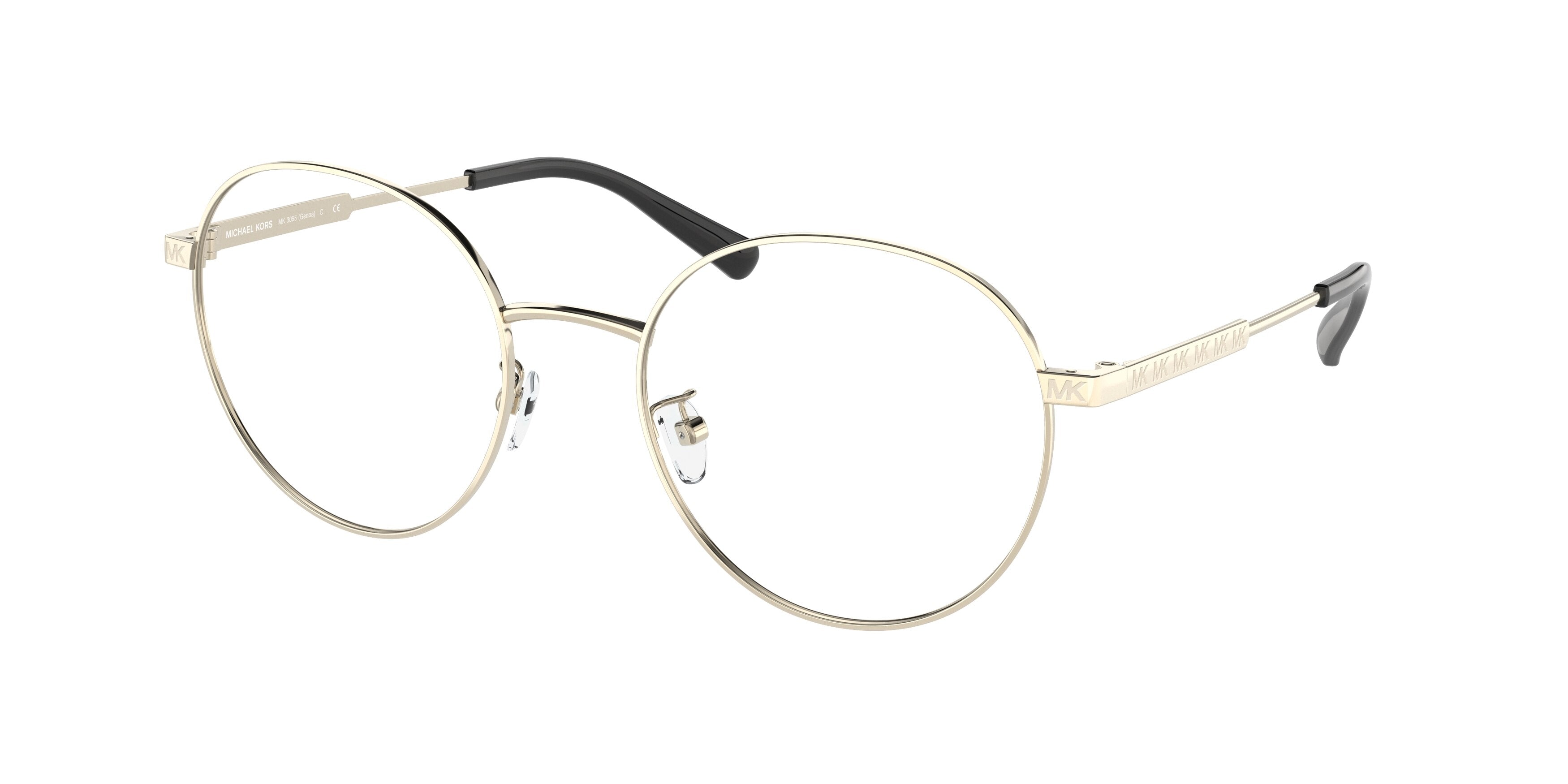 Michael Kors GENOA MK3055 Round Eyeglasses  1014-Light Gold 54-140-20 - Color Map Gold