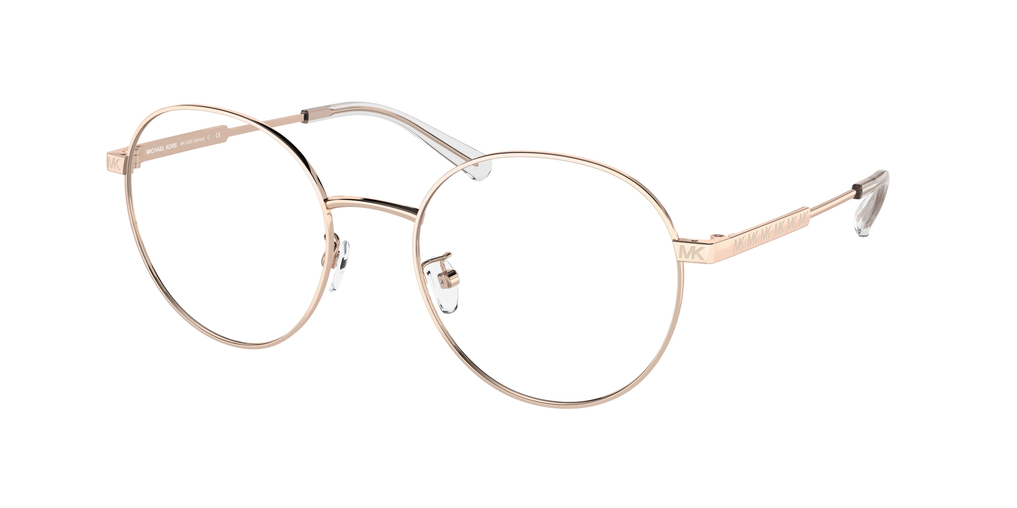 Michael Kors GENOA MK3055 Round Eyeglasses  1108SB-Rose Gold 54-140-20 - Color Map Gold
