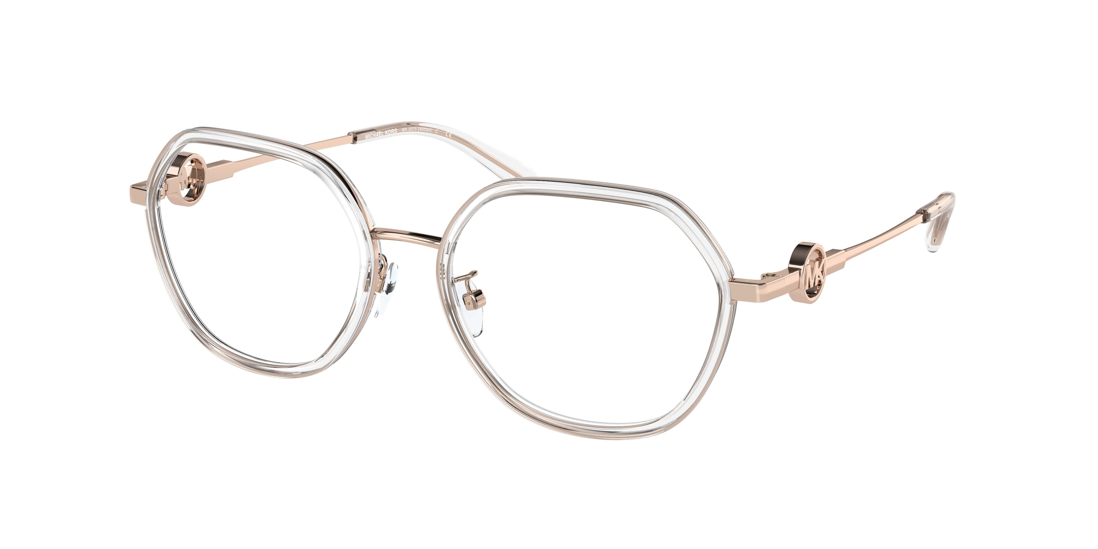 Michael Kors ATITLAN MK3057 Irregular Eyeglasses  1203-Clear 53-140-17 - Color Map Transparent