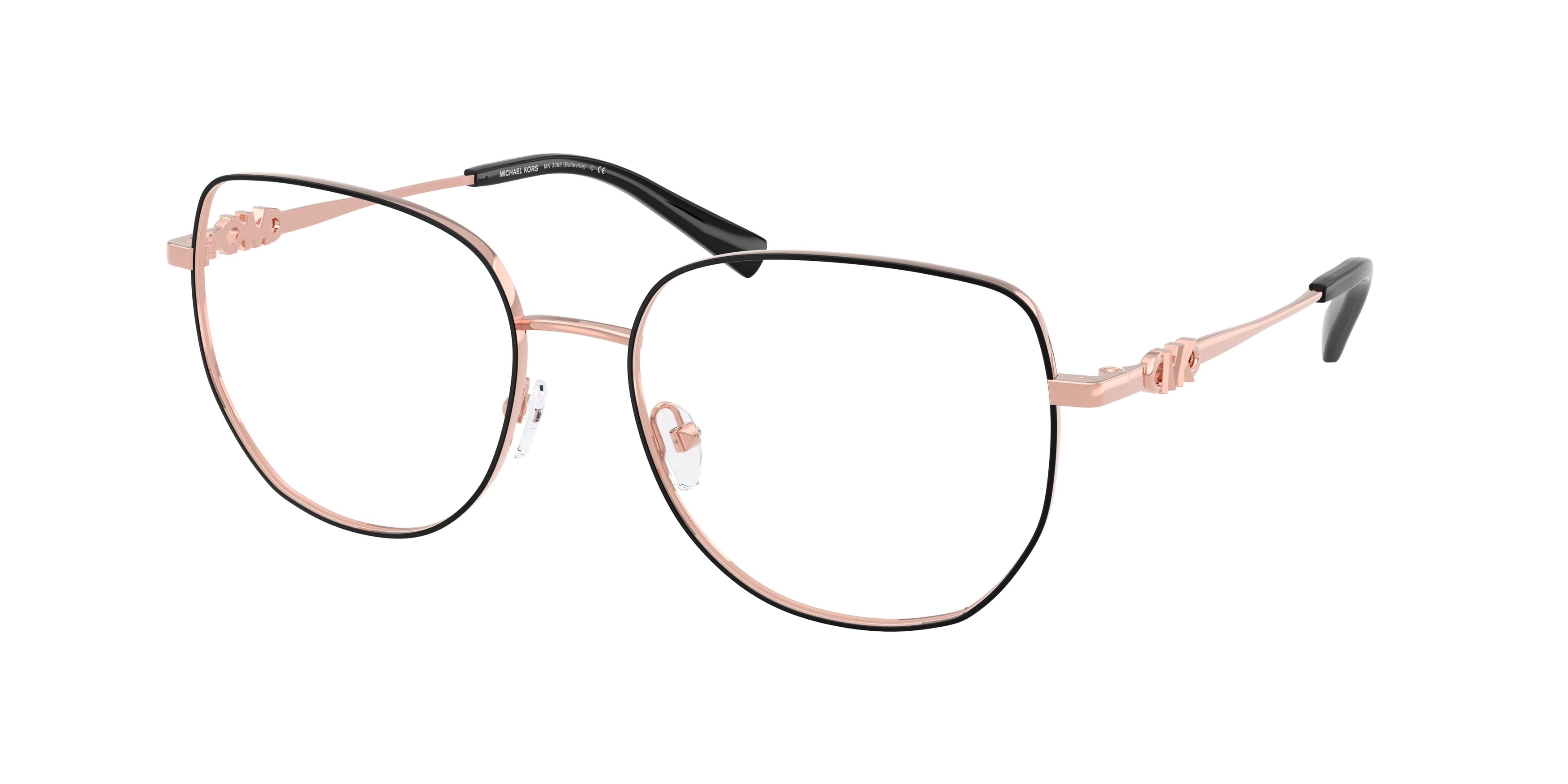 Michael Kors BELLEVILLE MK3062 Square Eyeglasses  1903-Black Shiny 56-140-17 - Color Map Black