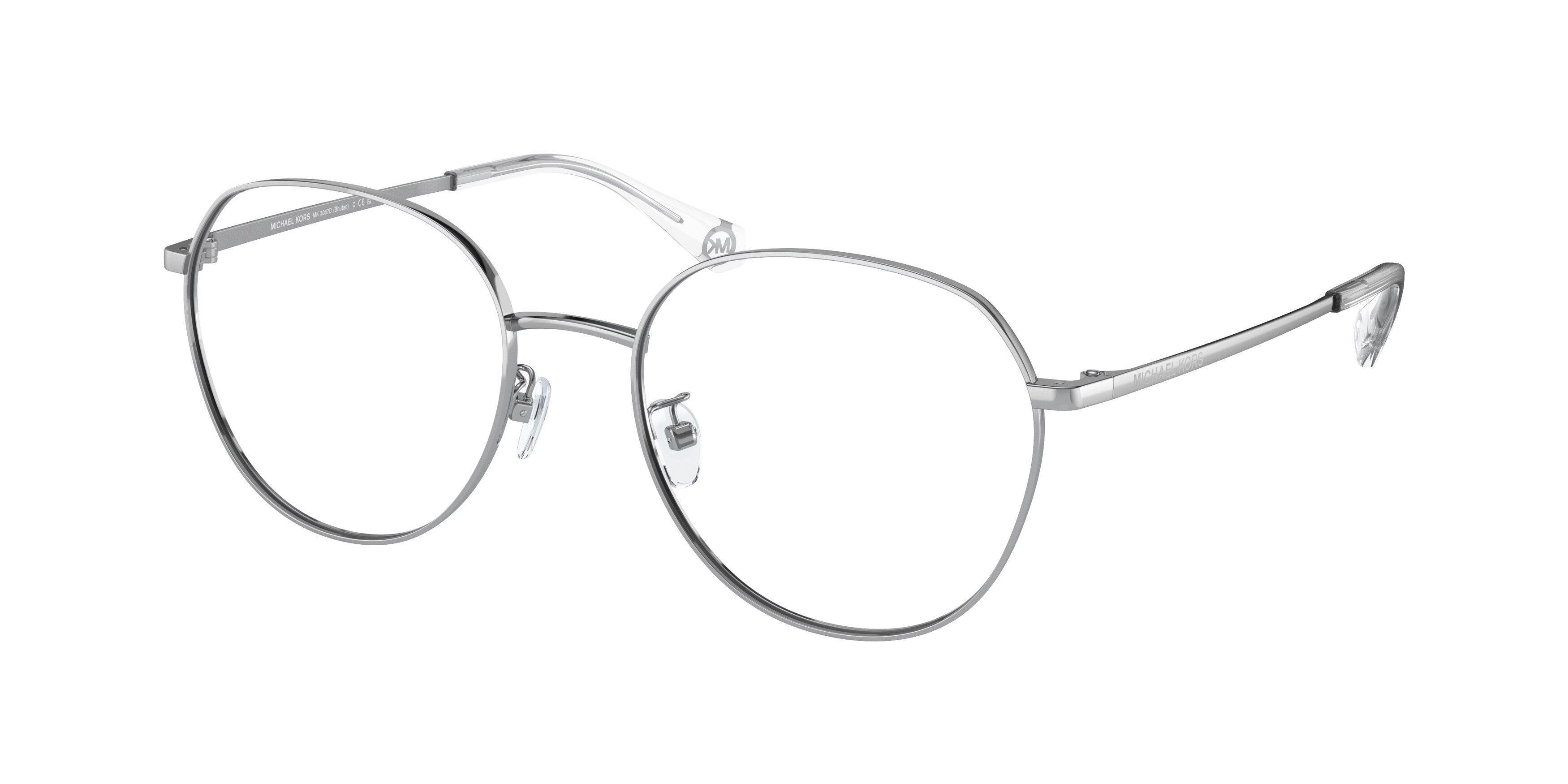 Michael Kors BHUTAN MK3067D Round Eyeglasses  1334-Silver 54-145-19 - Color Map Silver