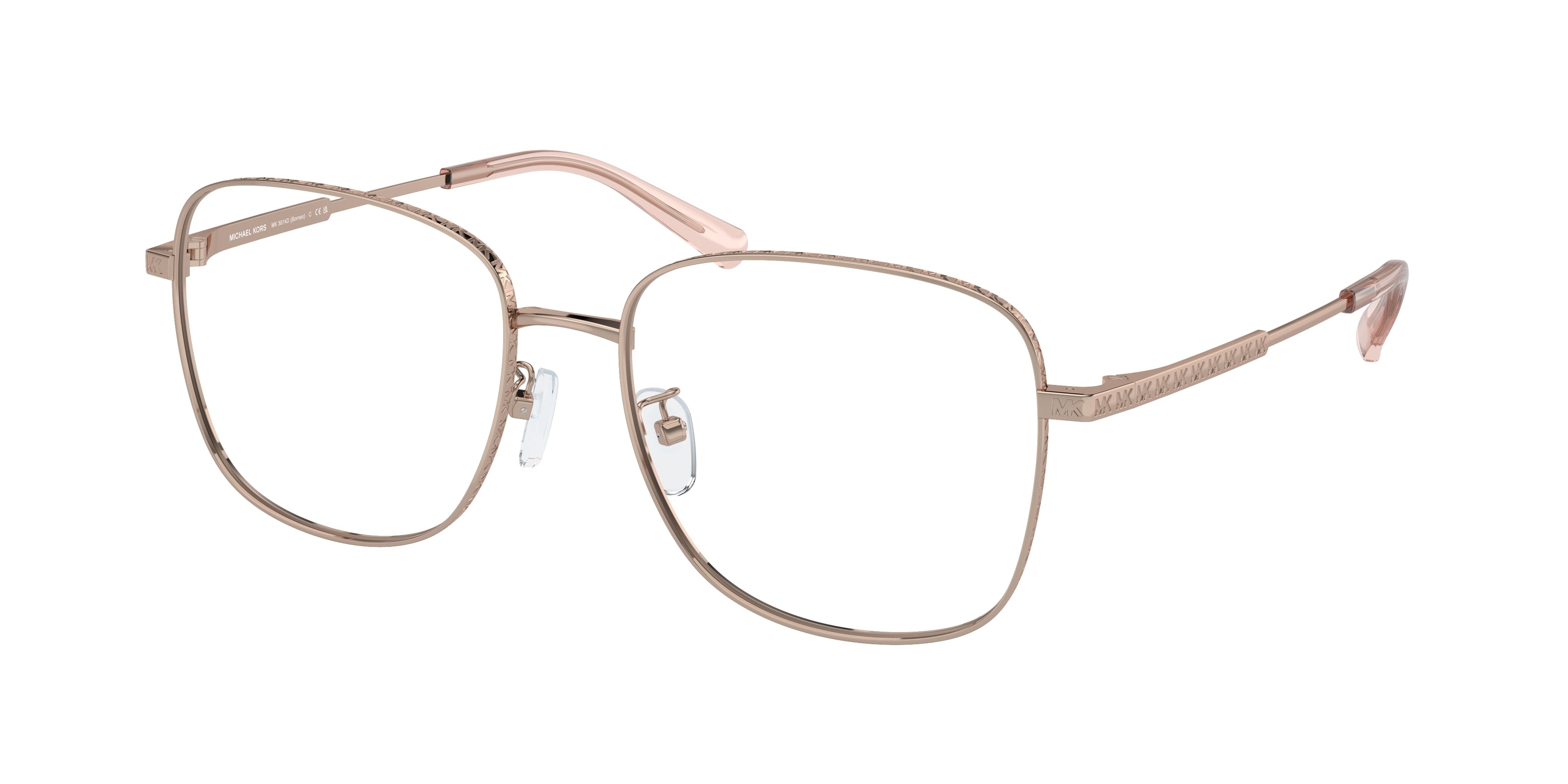 Michael Kors BORNEO MK3074D Square Eyeglasses  1108-Rose Gold 56-145-17 - Color Map Gold