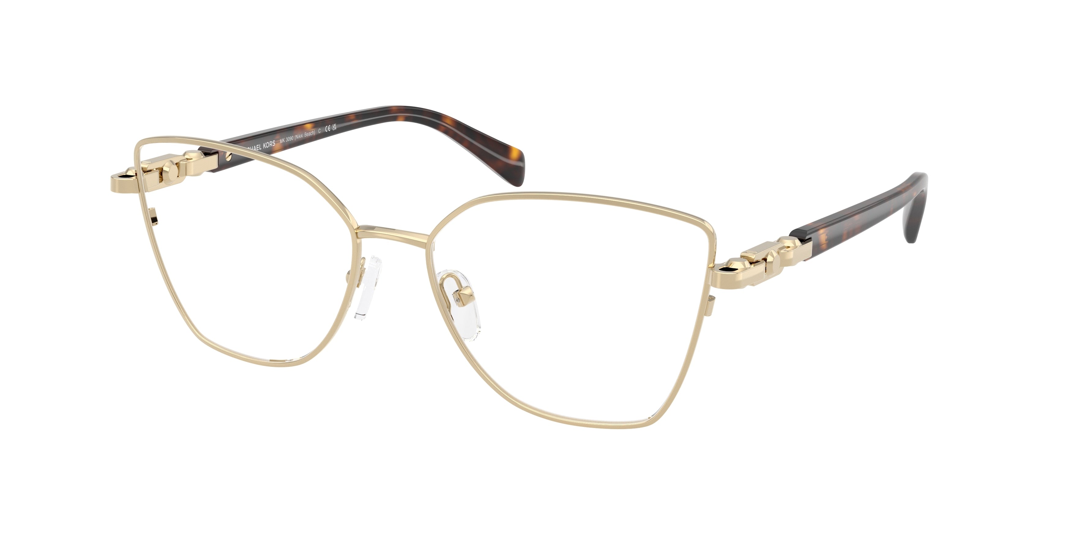 Michael Kors NIKKI BEACH MK3090 Square Eyeglasses  1014-Light Gold Shiny 55-140-16 - Color Map Gold