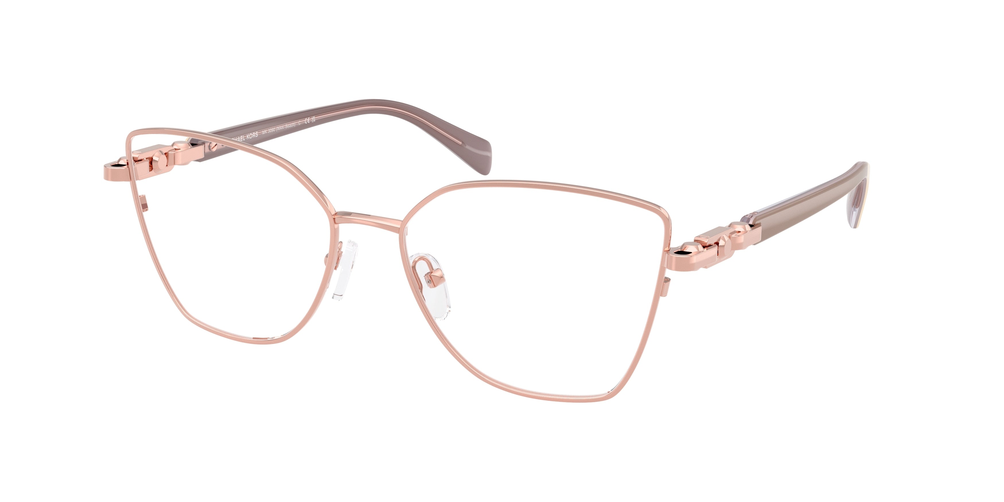 Michael Kors NIKKI BEACH MK3090 Square Eyeglasses  1108-Rose Gold Shiny 55-140-16 - Color Map Pink