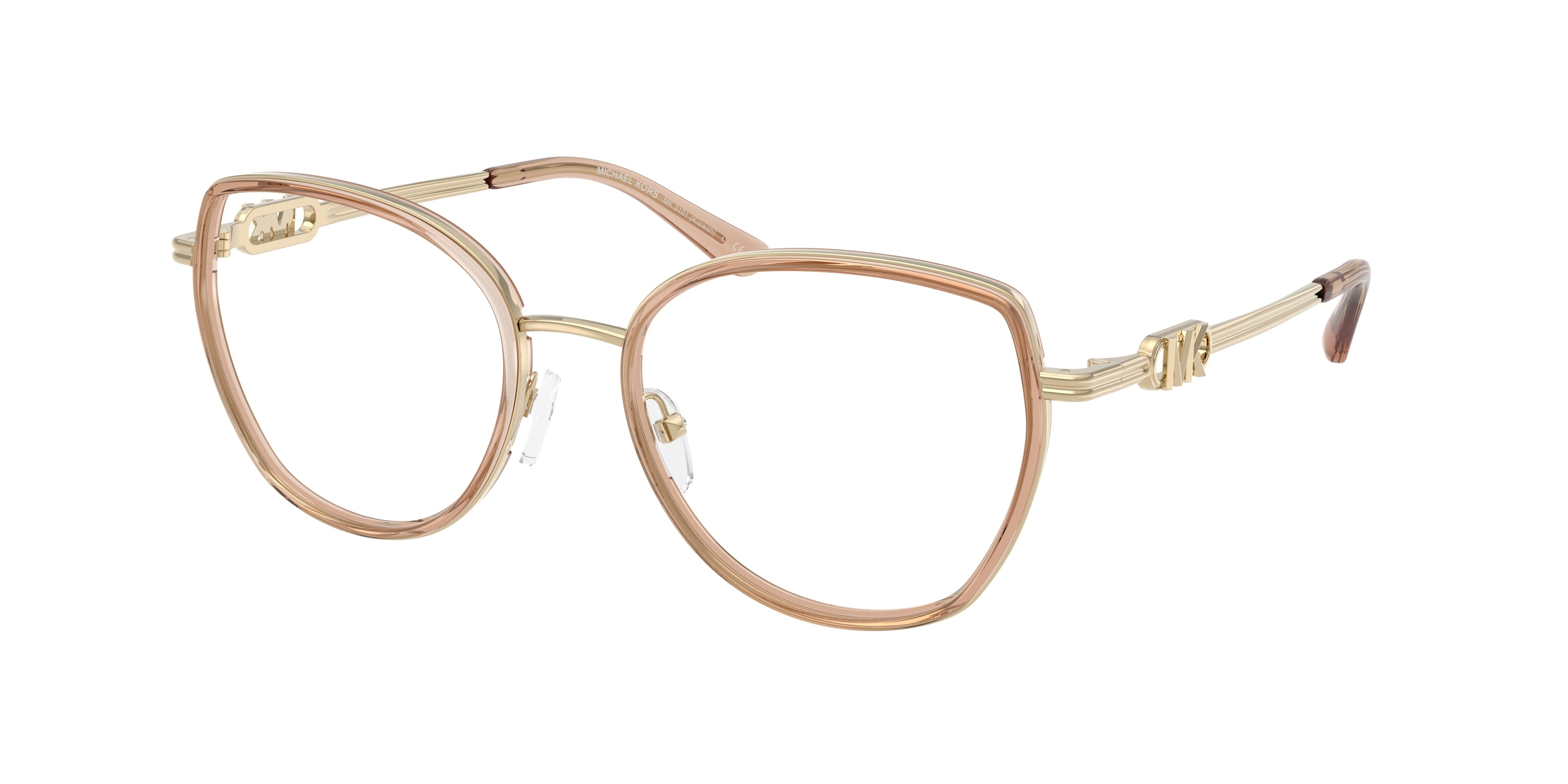 Michael Kors KIAWAH MK3101 Round Eyeglasses  4051-Light Brown 53-140-18 - Color Map Brown