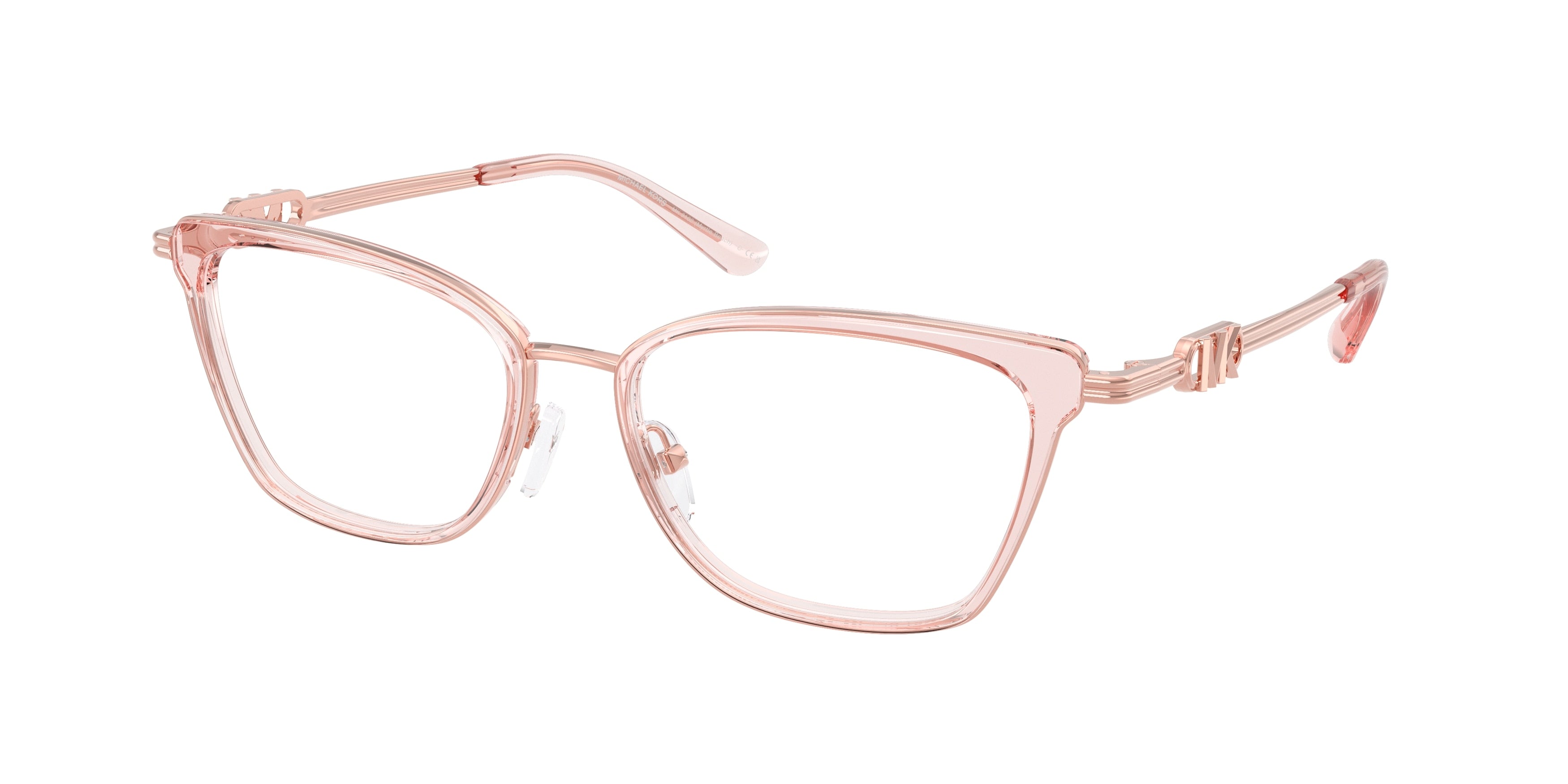 Michael Kors MYRTLE BEACH MK3102 Rectangle Eyeglasses  3101-Pink Transparent 54-140-17 - Color Map Pink