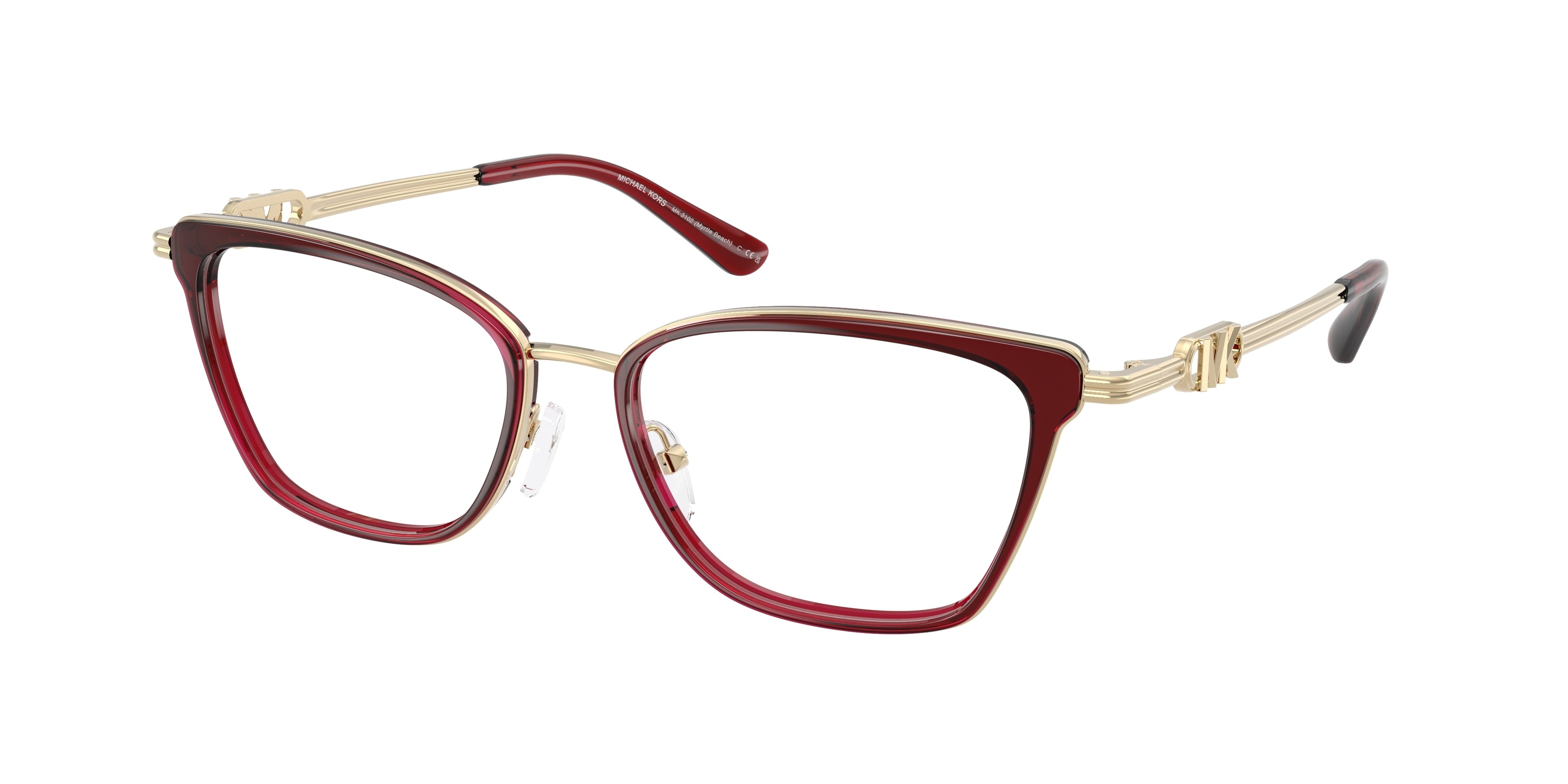 Michael Kors MYRTLE BEACH MK3102 Rectangle Eyeglasses  3949-Cordovan 54-140-17 - Color Map Brown