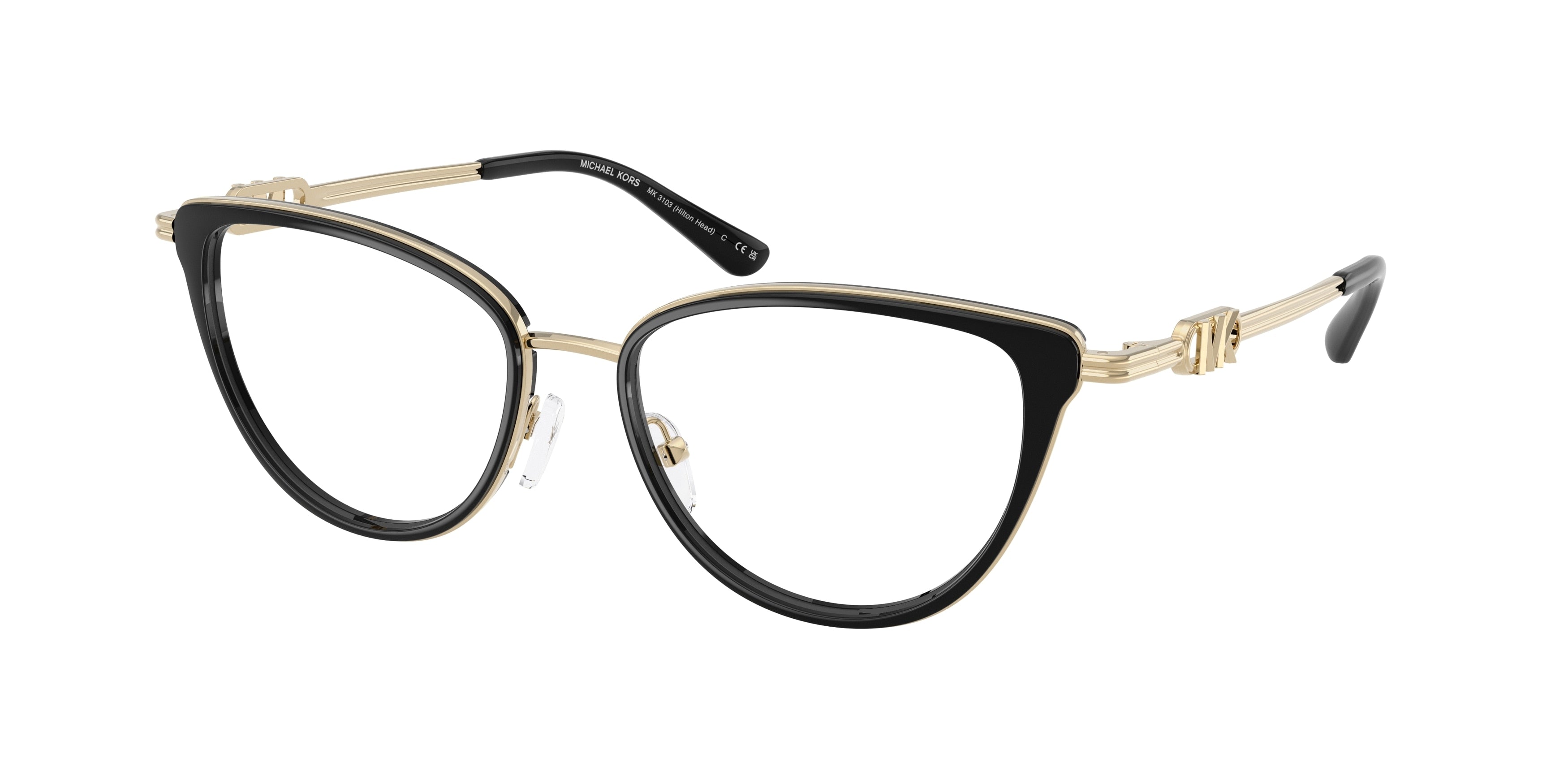 Michael Kors HILTON HEAD MK3103 Cat Eye Eyeglasses  3005-Black 53-140-17 - Color Map Black