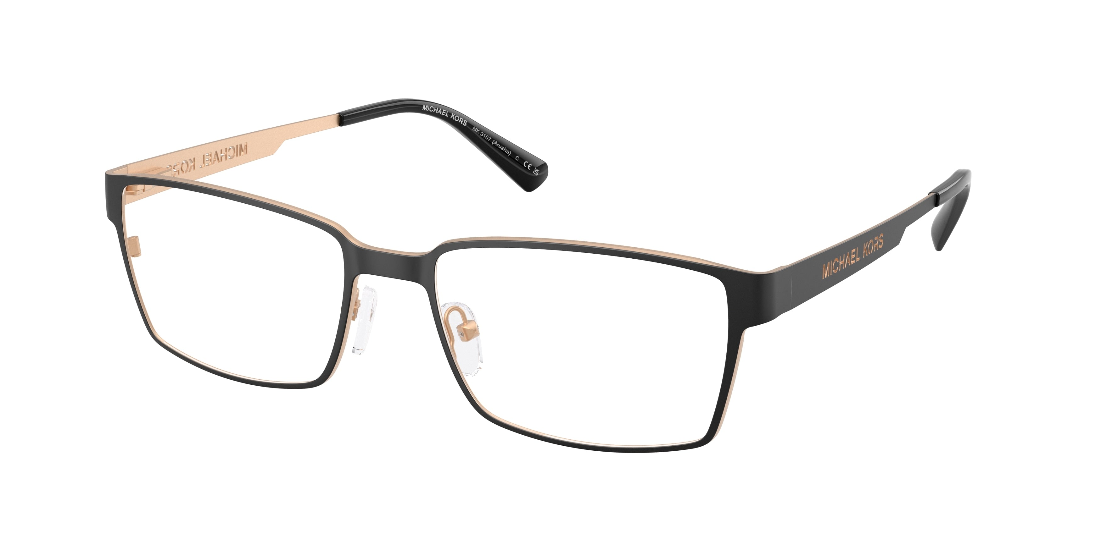 Michael Kors ARUSHA MK3107 Rectangle Eyeglasses  1005-Black Matte 56-150-18 - Color Map Black