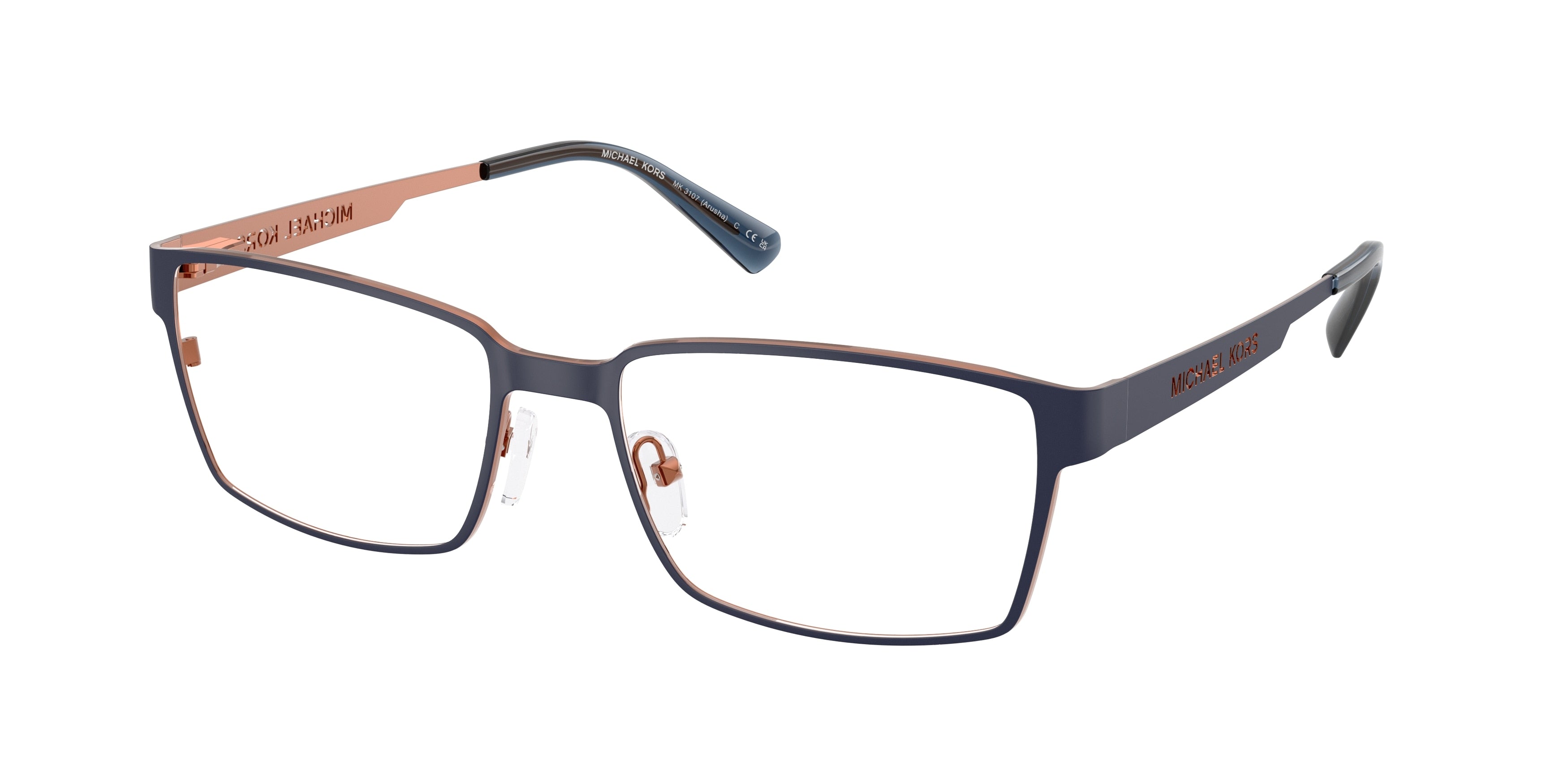 Michael Kors ARUSHA MK3107 Rectangle Eyeglasses  1207-Navy 54-145-17 - Color Map Blue