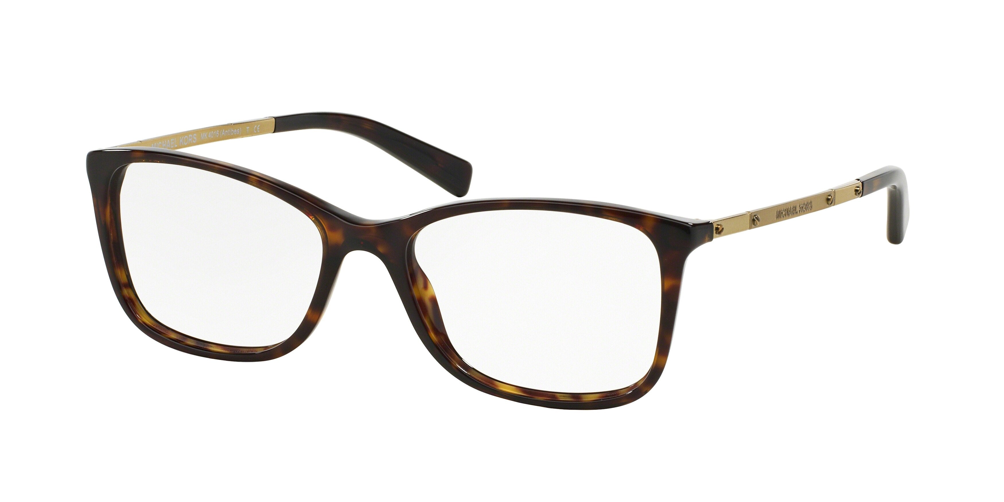 Michael Kors ANTIBES MK4016 Rectangle Eyeglasses  3006-Dark Tortoise 53-140-17 - Color Map Tortoise