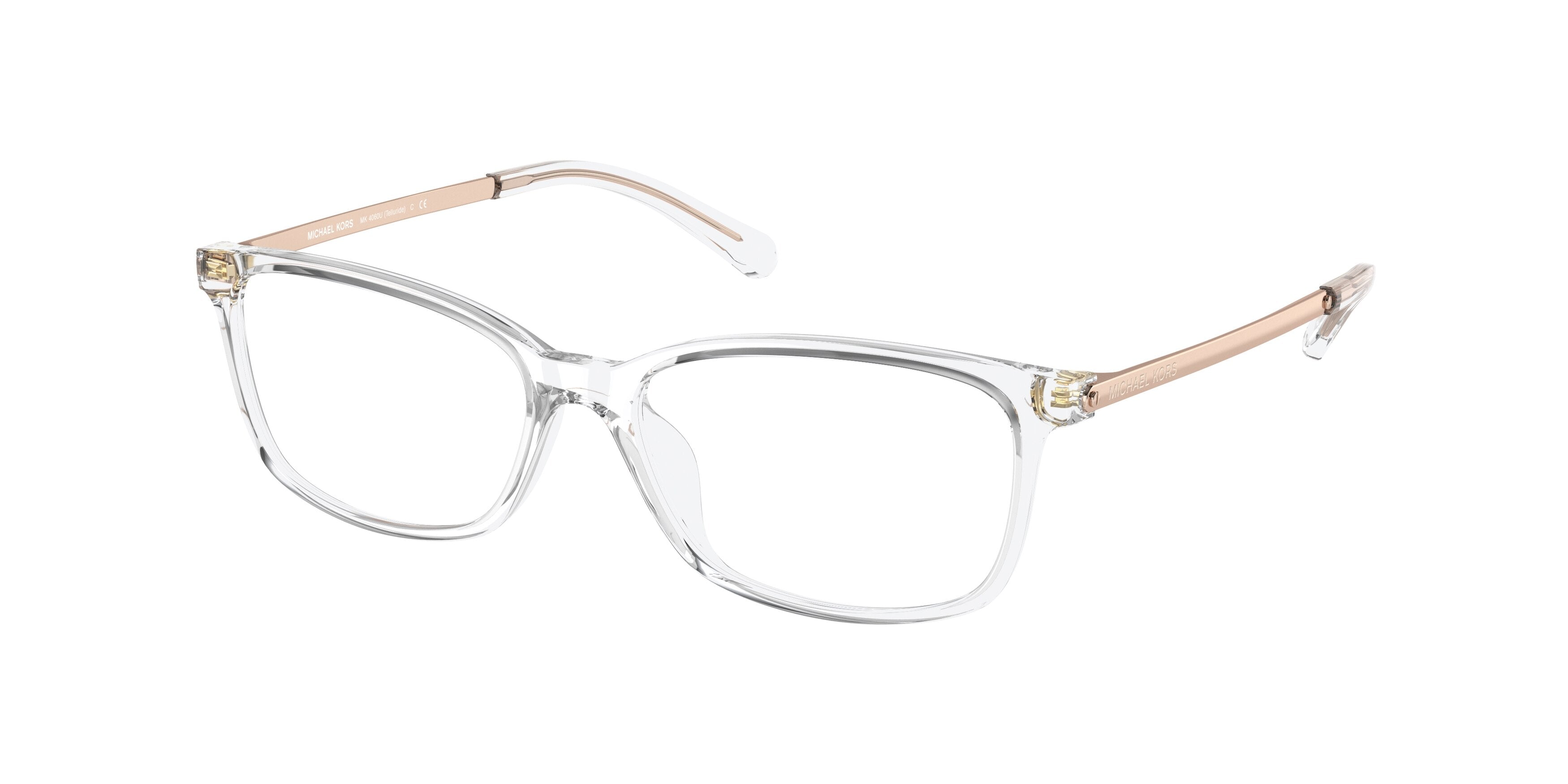 Michael Kors TELLURIDE MK4060U Rectangle Eyeglasses  3015-Clear 54-140-15 - Color Map Transparent