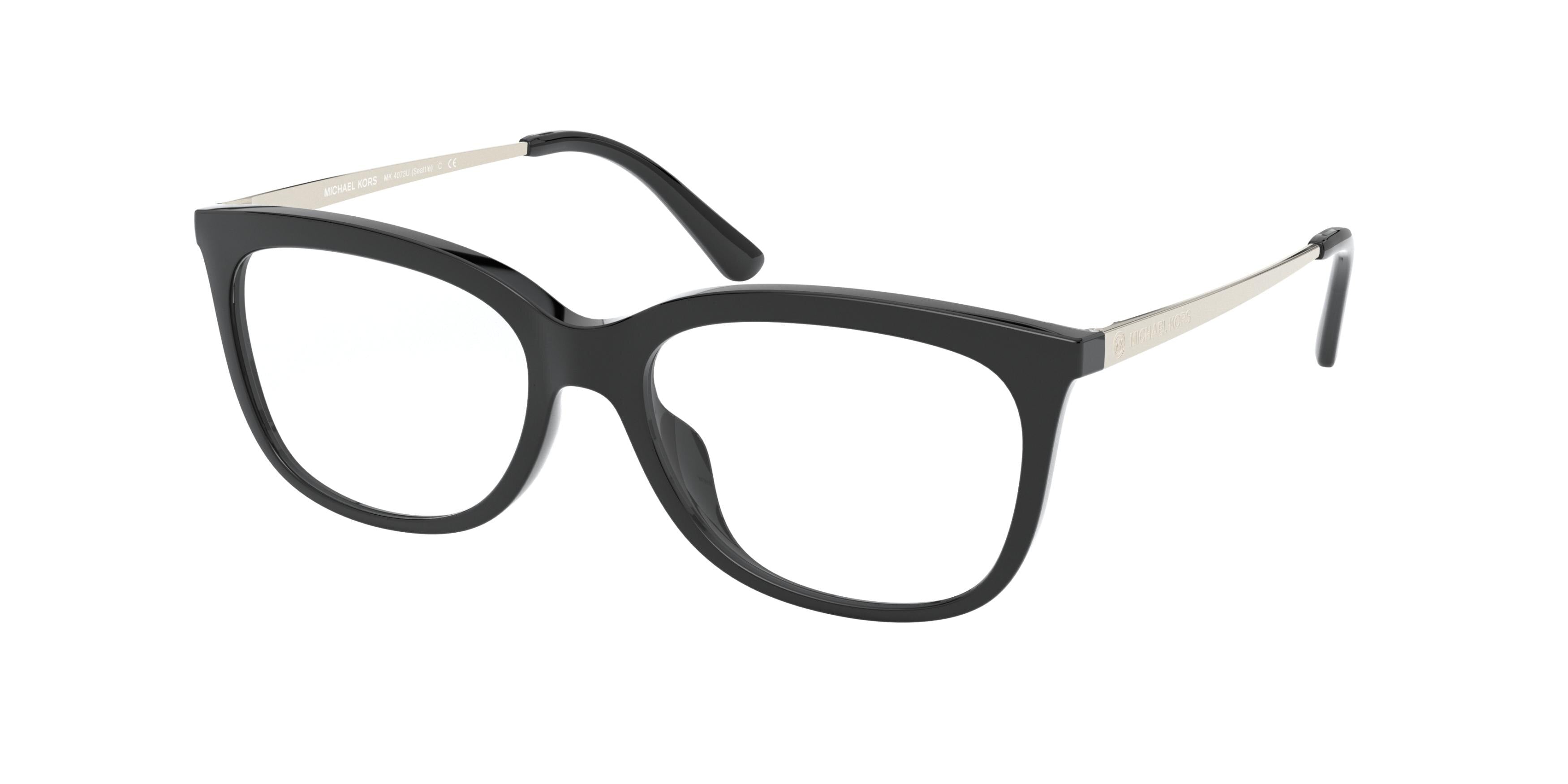 Michael Kors SEATTLE MK4073U Rectangle Eyeglasses  3332-Black 52-140-16 - Color Map Black