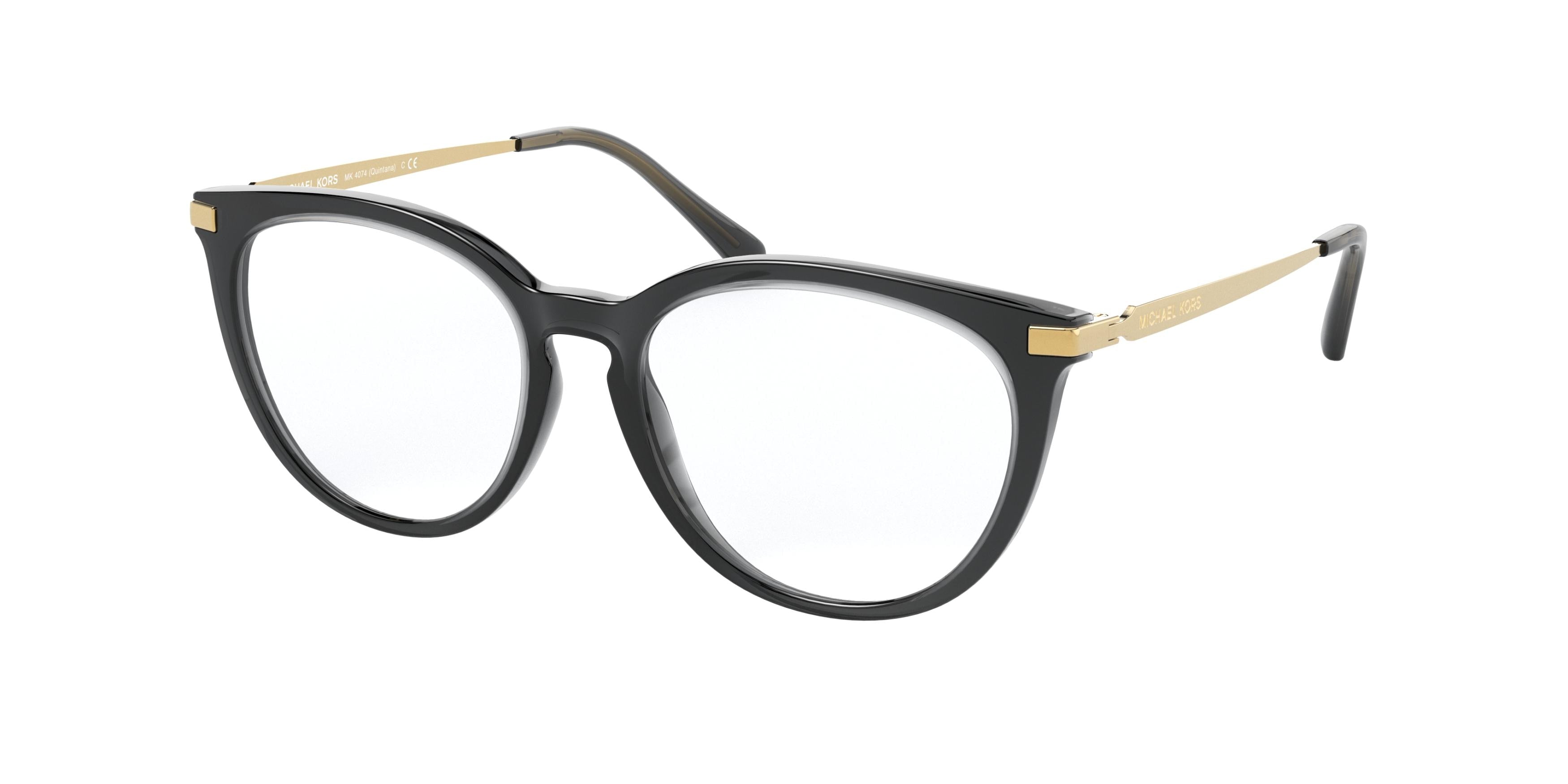 Michael Kors QUINTANA MK4074 Square Eyeglasses  3332-Dark Grey Transparent 51-140-16 - Color Map Grey