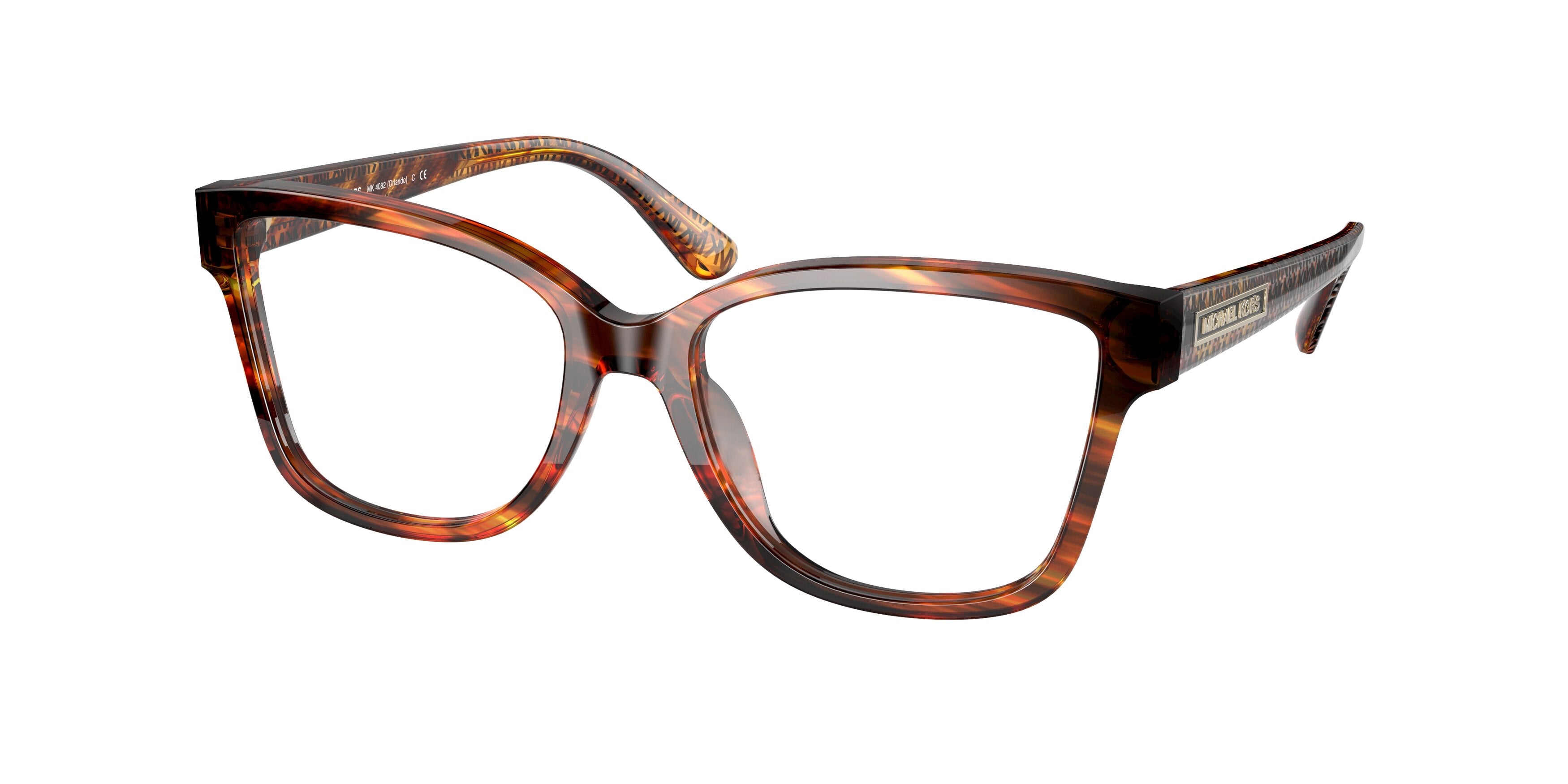 Michael Kors ORLANDO MK4082 Square Eyeglasses  3669-Transparent Brown Tortoise 52-140-17 - Color Map Brown