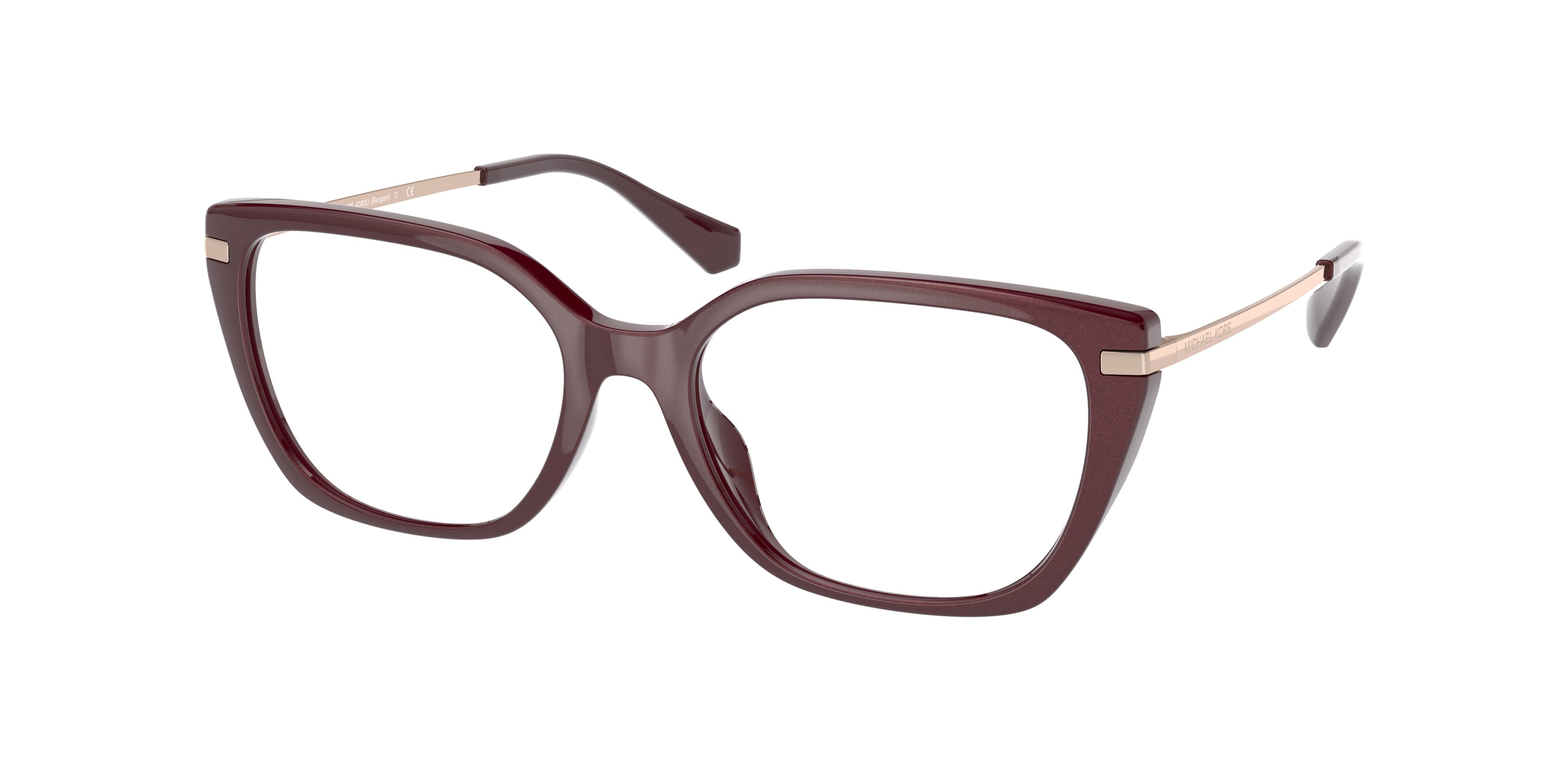 Michael Kors BERGEN MK4083U Pillow Eyeglasses  3255-Cordovan Pearlized 53-140-17 - Color Map Brown
